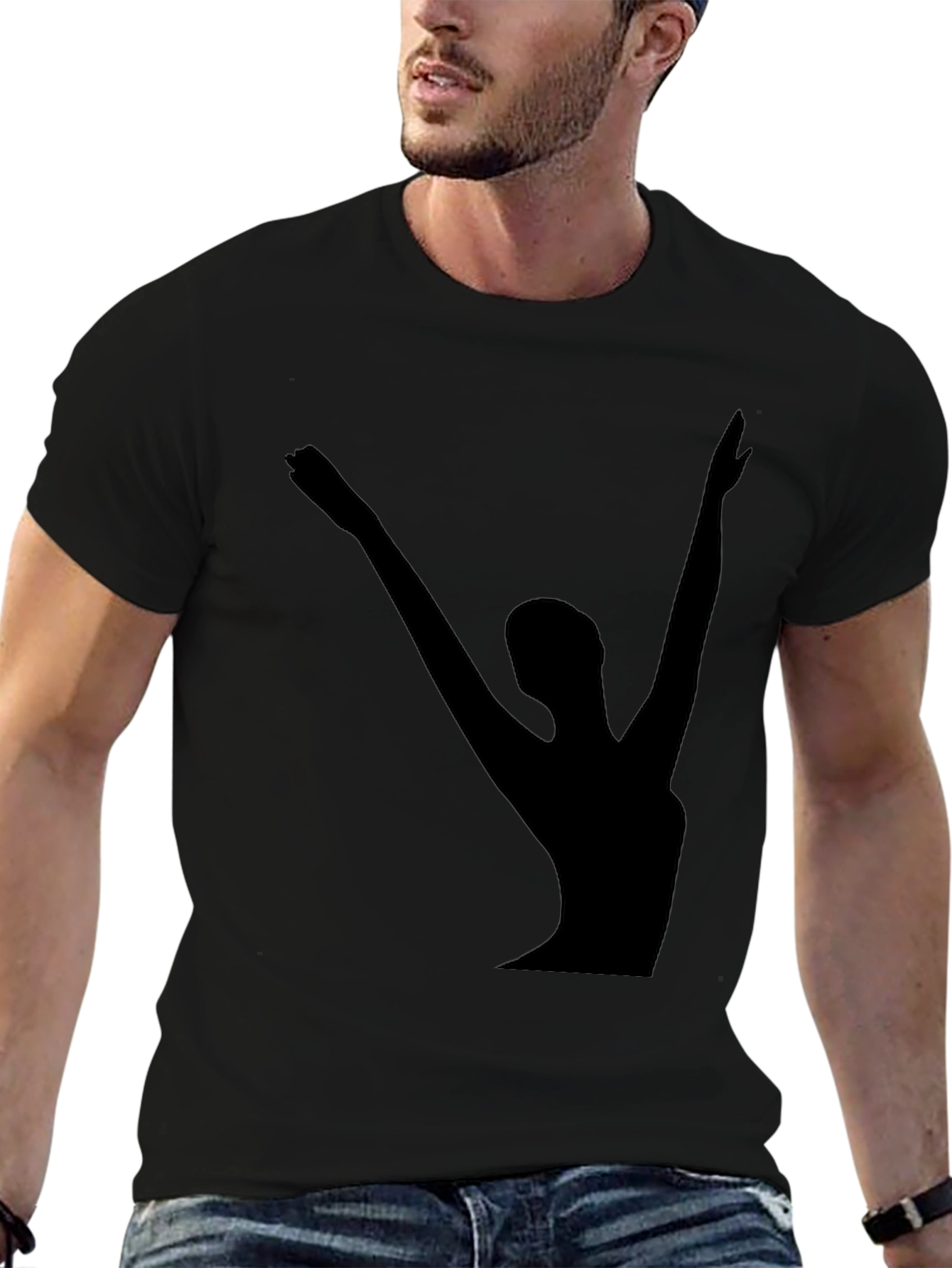 Black Silhouette Dancer Graphic Tee - Classic Black Cotton T-Shirt view 6