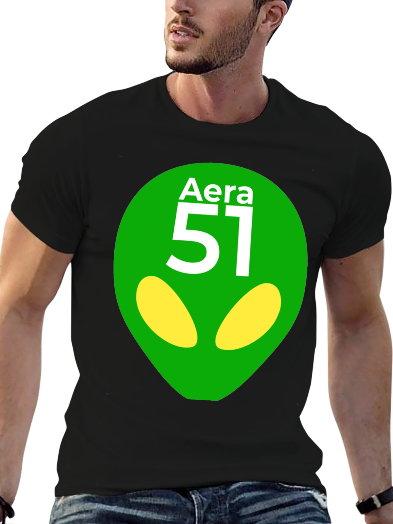 Black Area 51 Alien Graphic T-Shirt - Black view 6