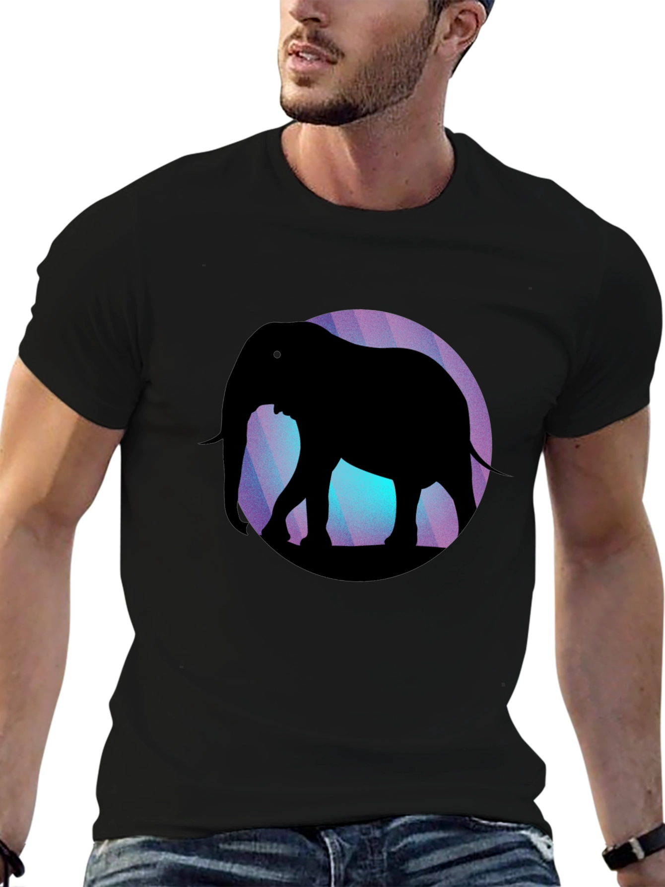 Black Elephant Silhouette Graphic Tee - Black view 6