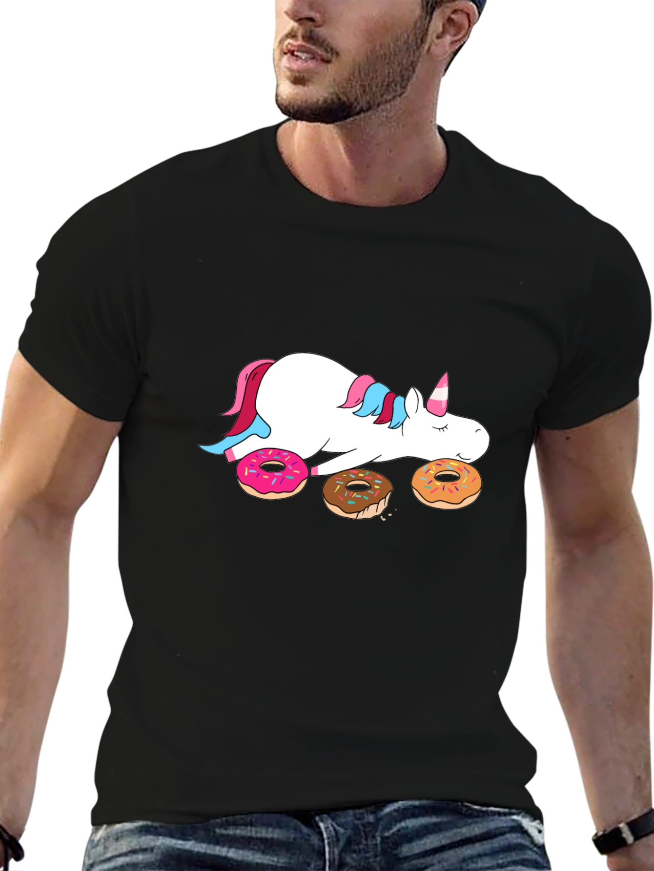 Black Unicorn Donuts T-Shirt - Whimsical Tee view 6