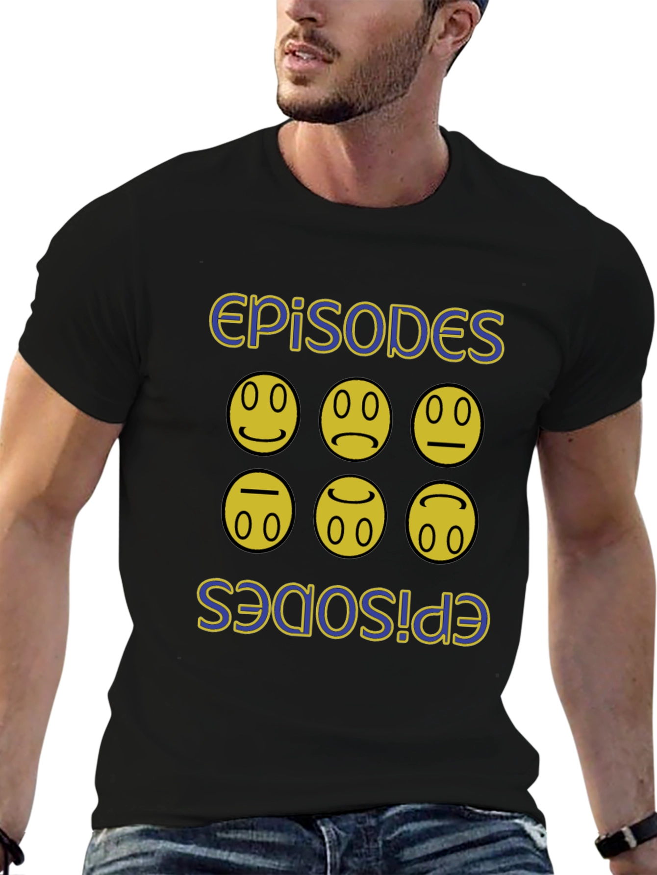 Black Episodes Faces Graphic Black T-Shirt view 6