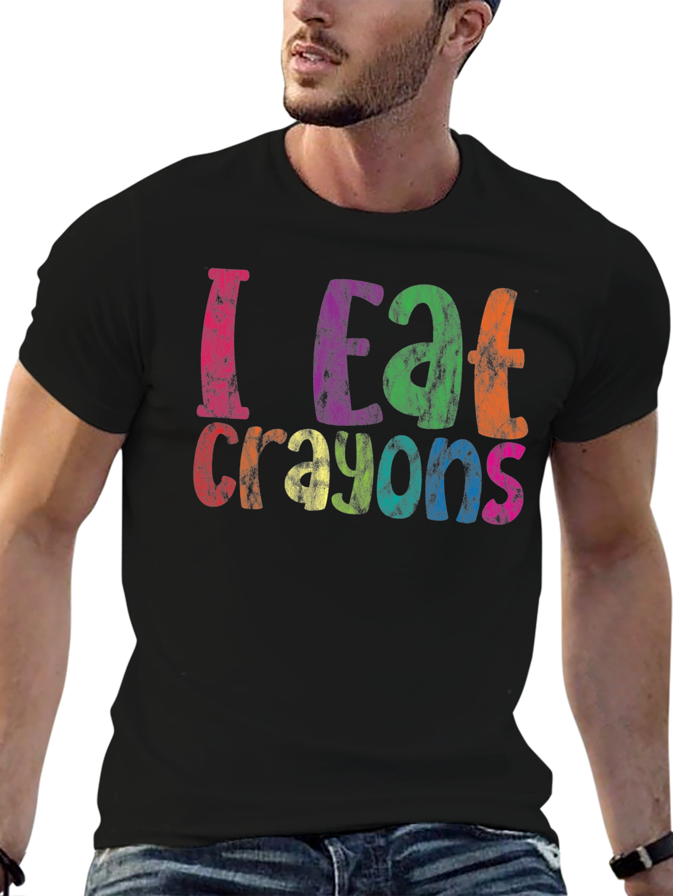 Black I Eat Crayons Funny Graphic Tee view 6