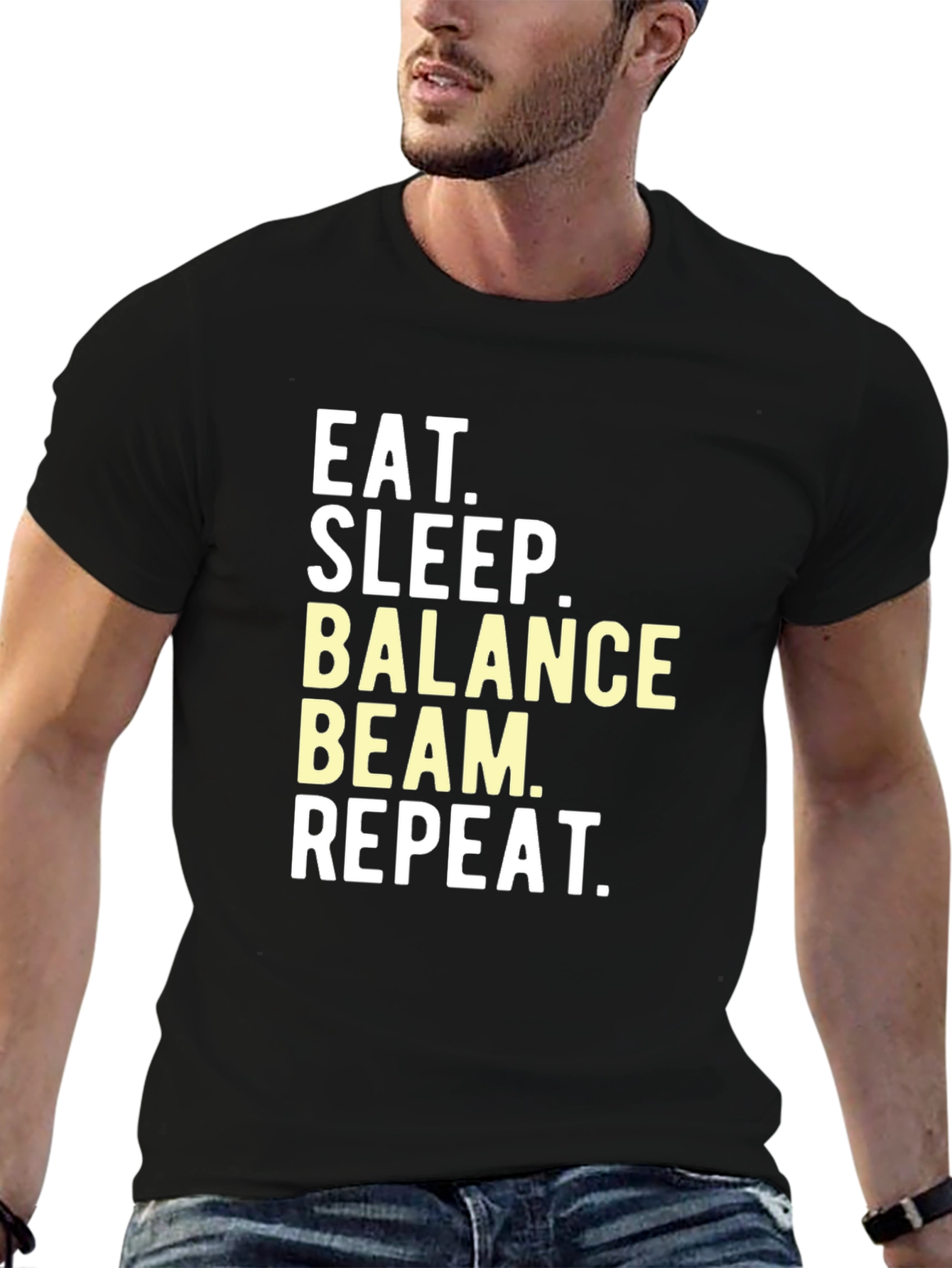 Black Eat, Sleep, Balance Beam, Repeat T-Shirt view 6