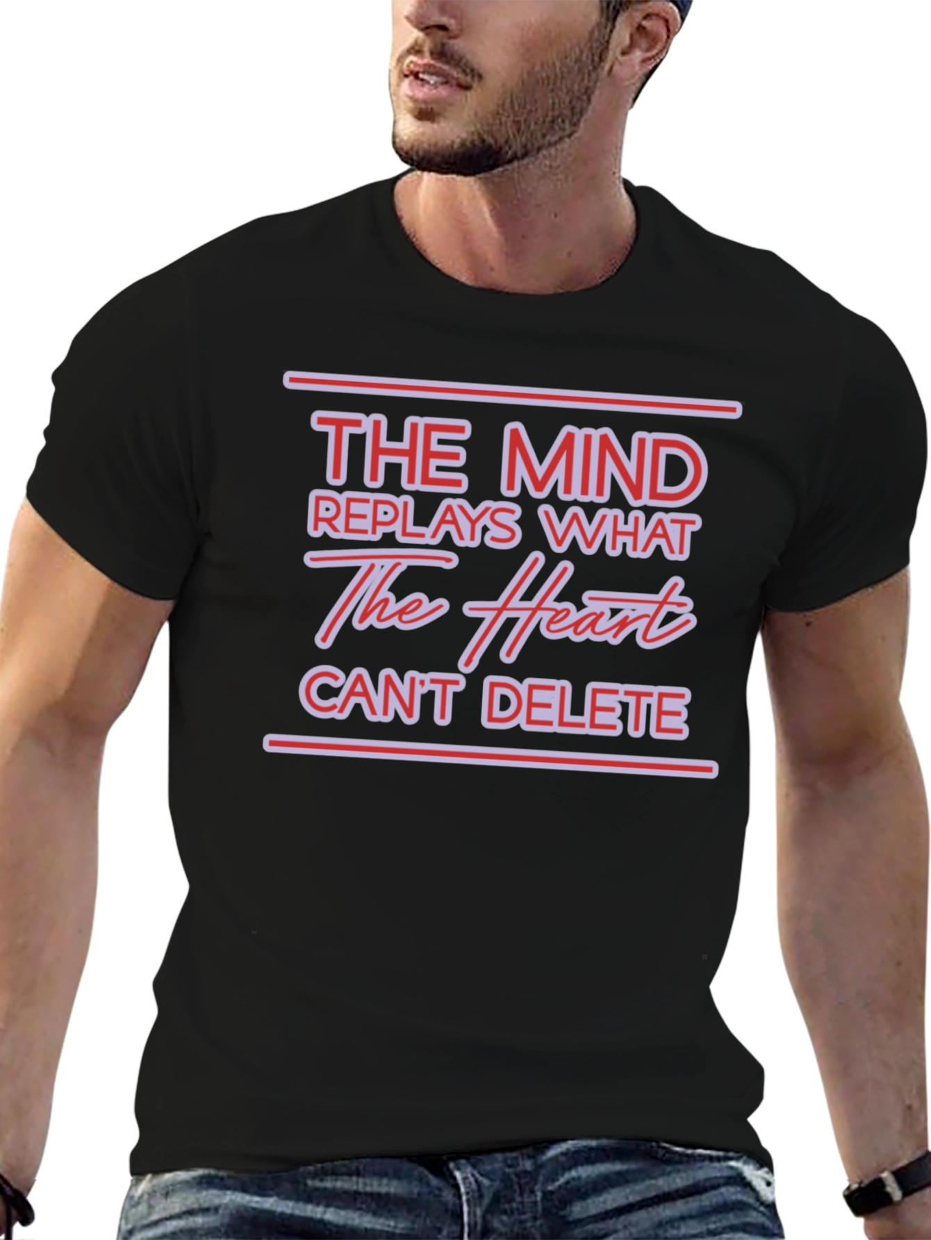Black The Mind T-Shirt - Heart Can't Delete view 6