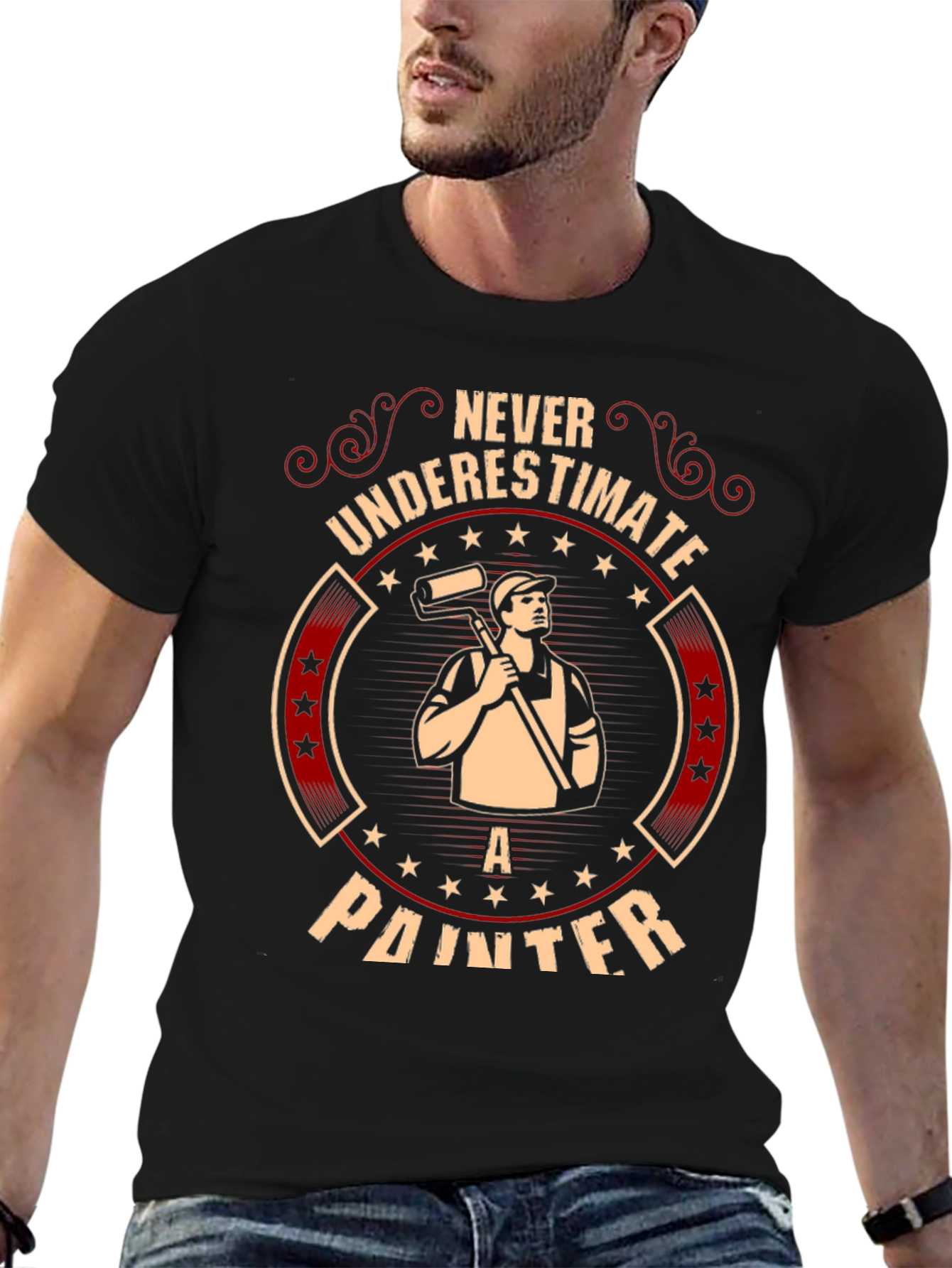 Black Never Underestimate A Painter T-Shirt view 6