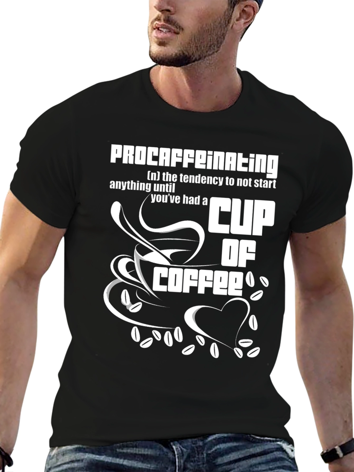 Black Procaffeinating Funny Coffee T-Shirt view 6