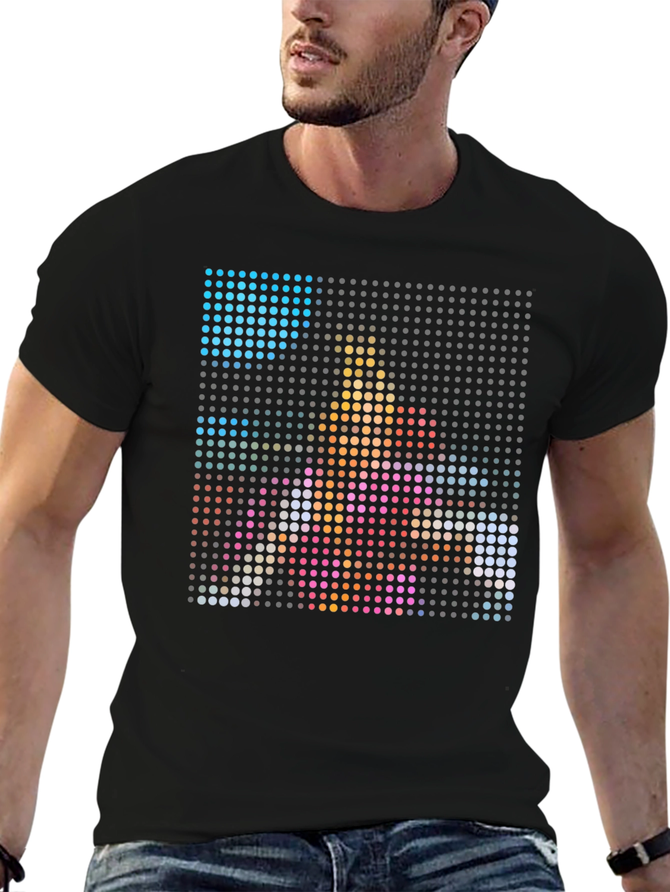 Black Pixel Art Graphic Black T-Shirt view 6