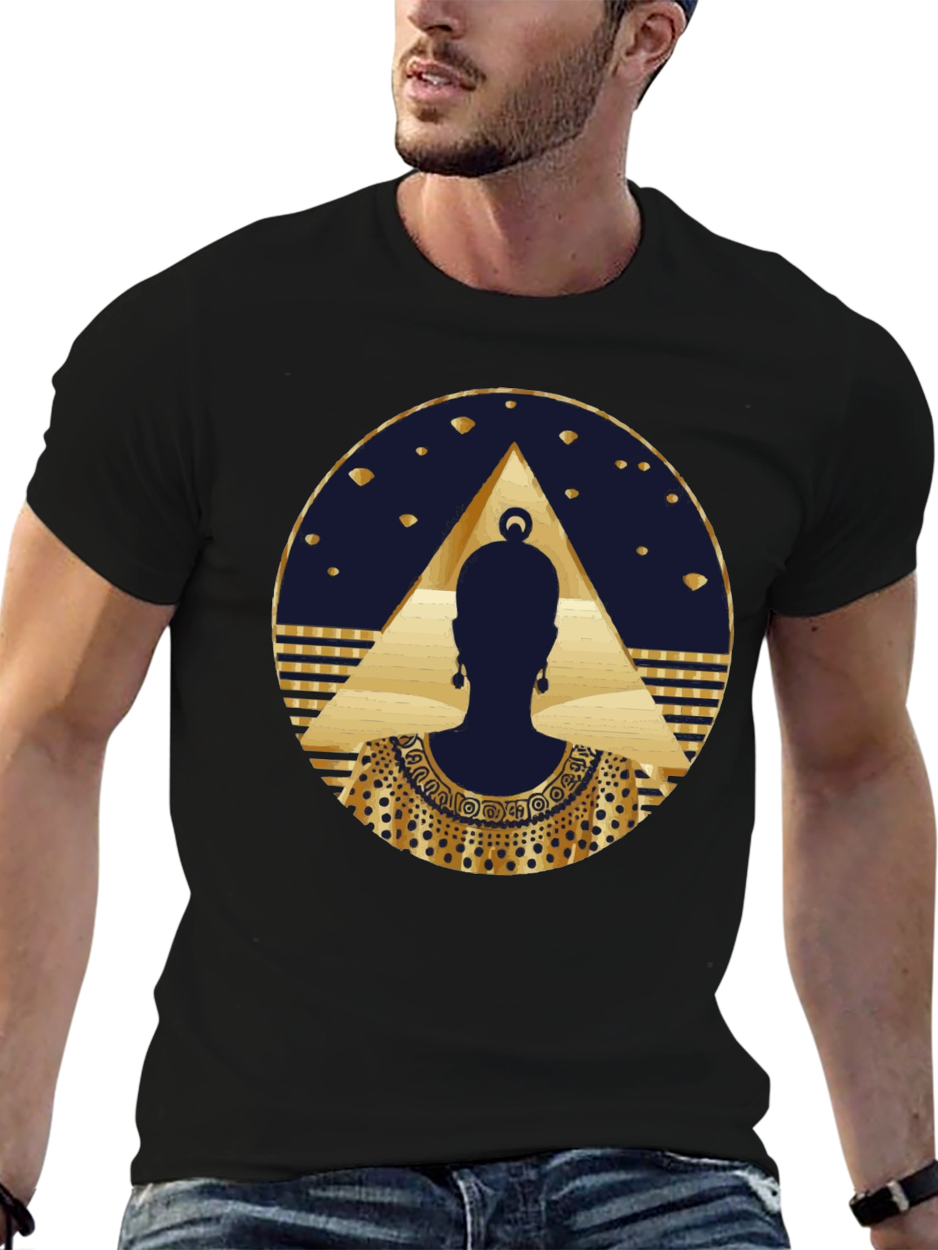 Black Egyptian Queen Graphic Tee - Black Cotton Blend view 6