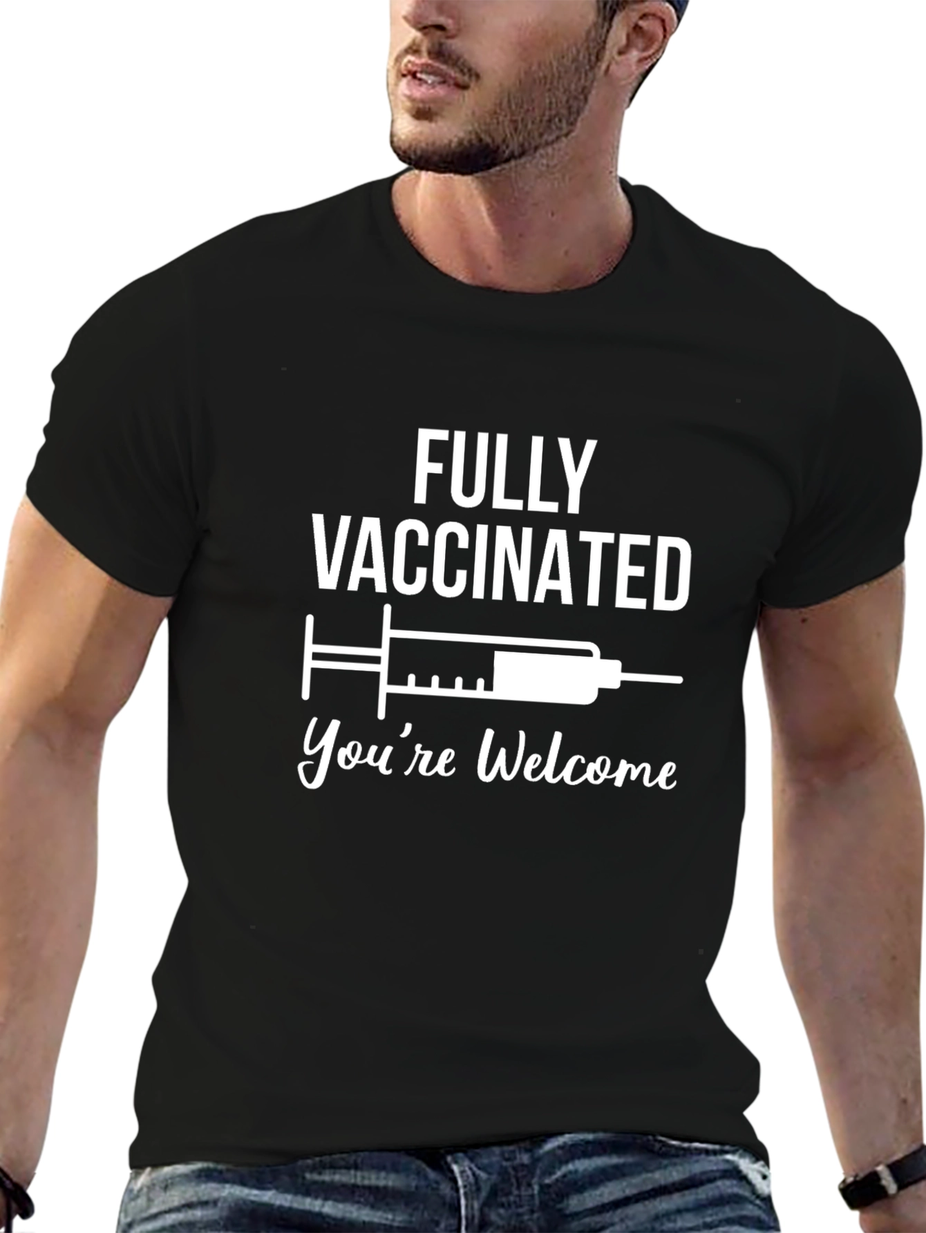 Black Fully Vaccinated T-Shirt - You're Welcome view 6