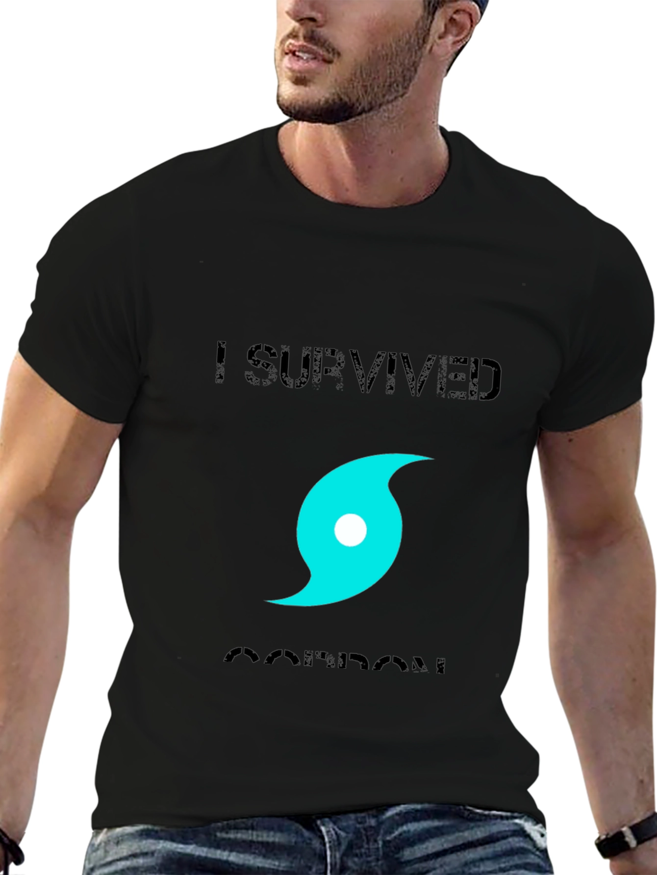 Black I Survived Hurricane T-Shirt view 6