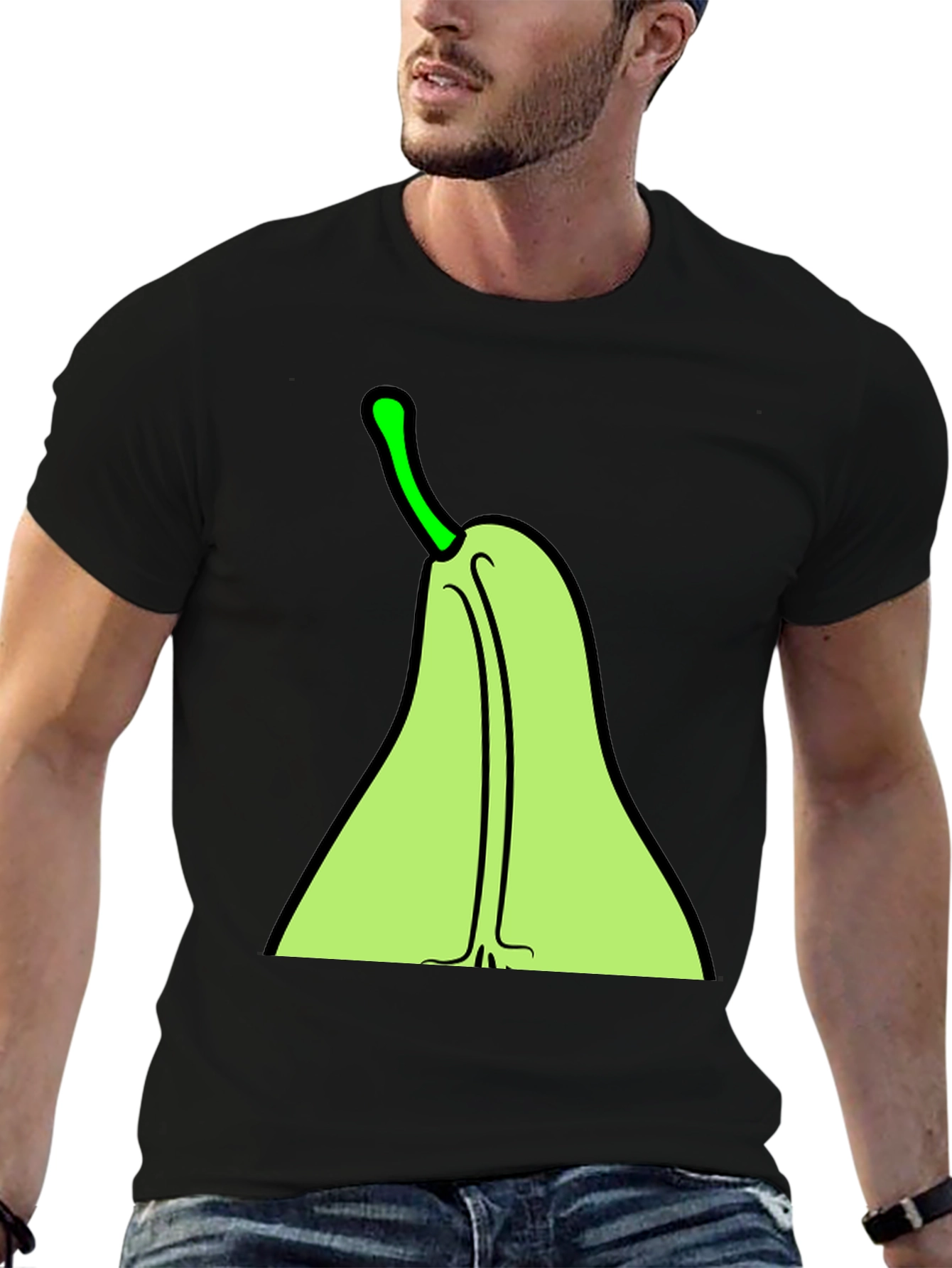 Black Pear Graphic Tee - Quirky Fruit T-Shirt view 6