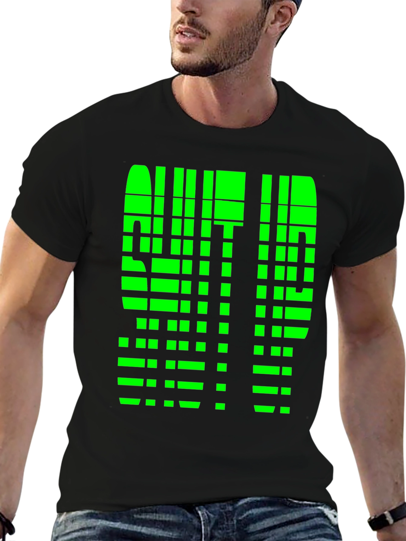 Black Geometric Pixelated Graphic Tee - Shut Up view 6