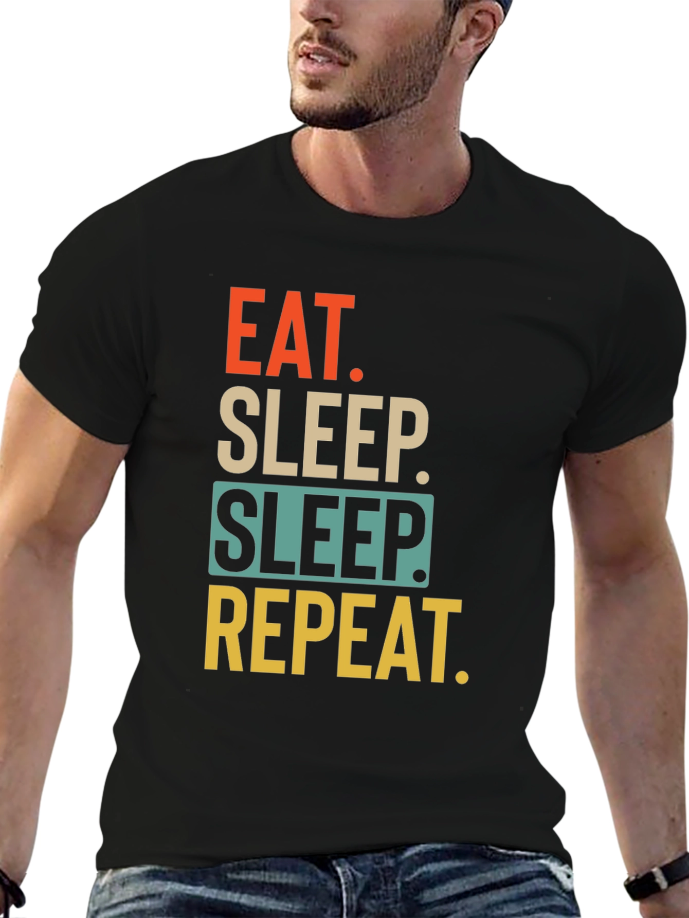 Black Eat Sleep Repeat Graphic T-Shirt view 6