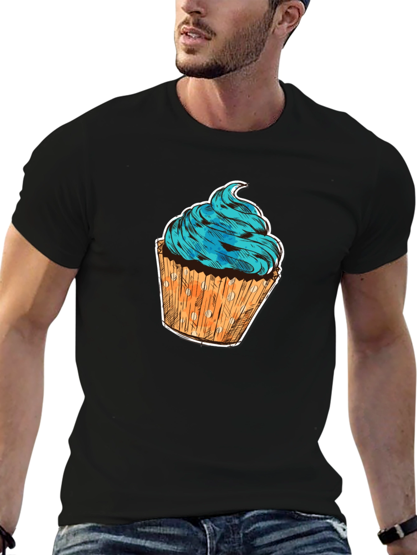 Black Cupcake Graphic T-Shirt - Sweet Treat Design view 6