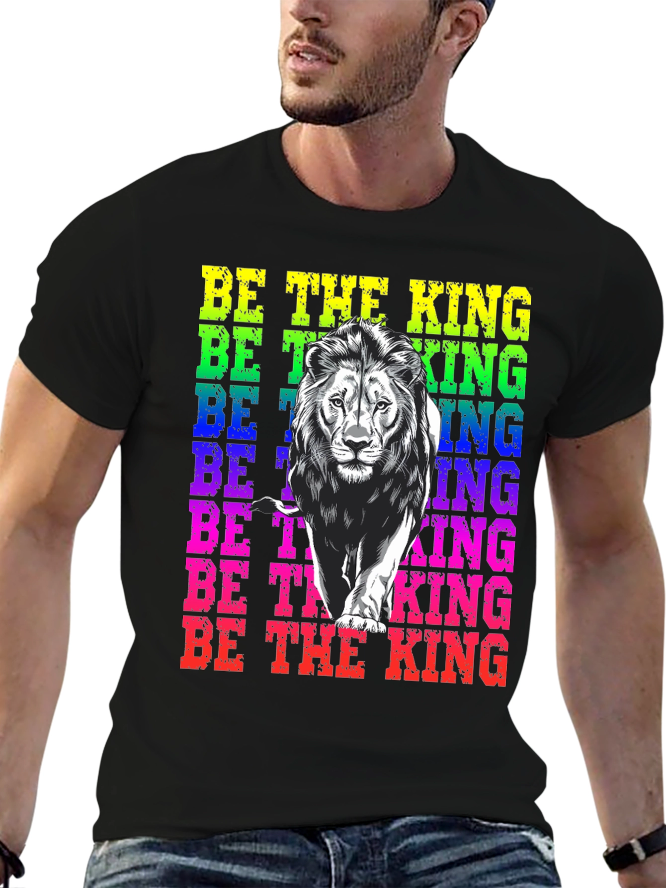 Black Be the King Lion Graphic Tee - Men's Black T-Shirt view 6