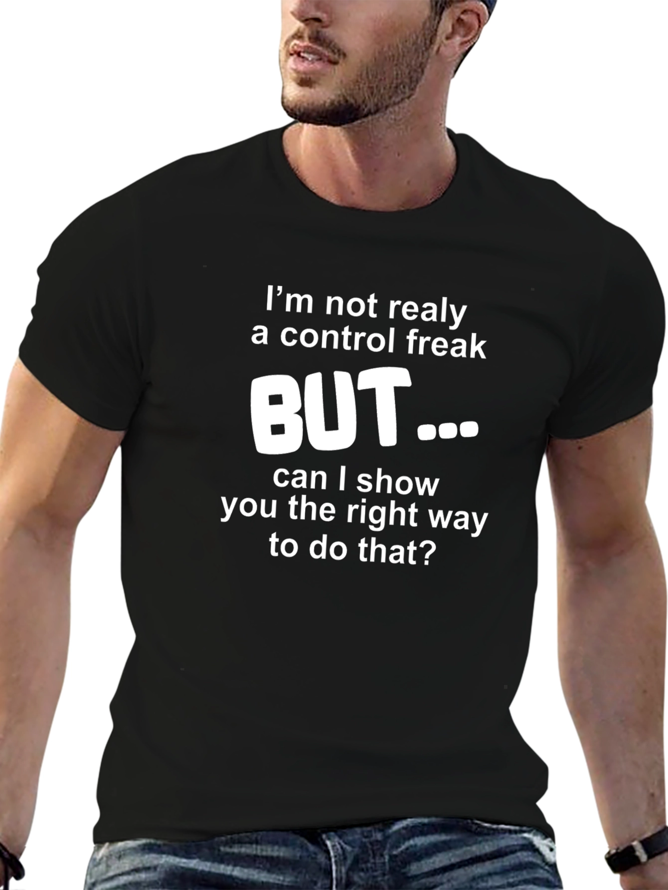 Black Control Freak T-Shirt - Funny Sarcastic Tee view 6