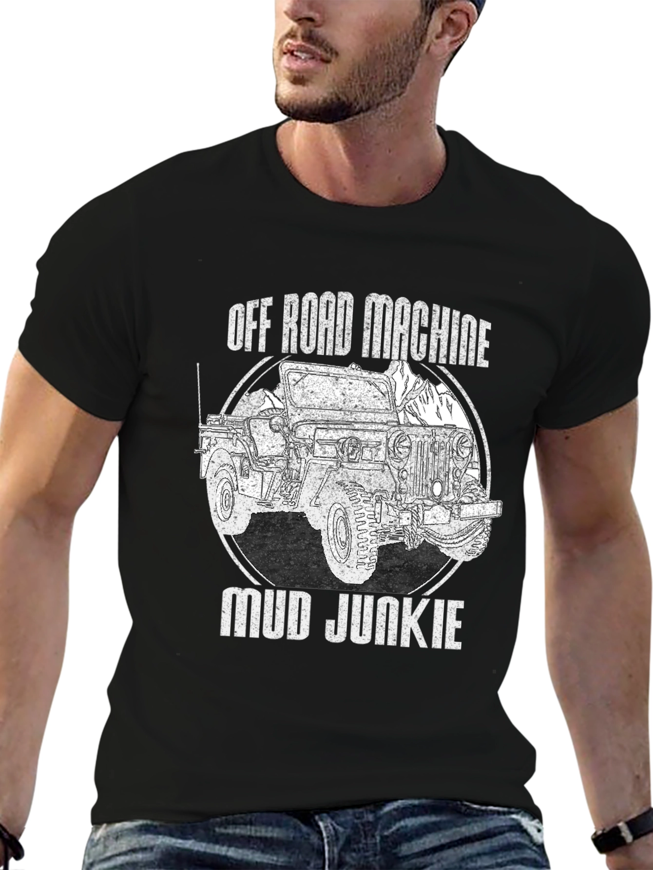 Black Off Road Machine Mud Junkie Black T-Shirt view 6