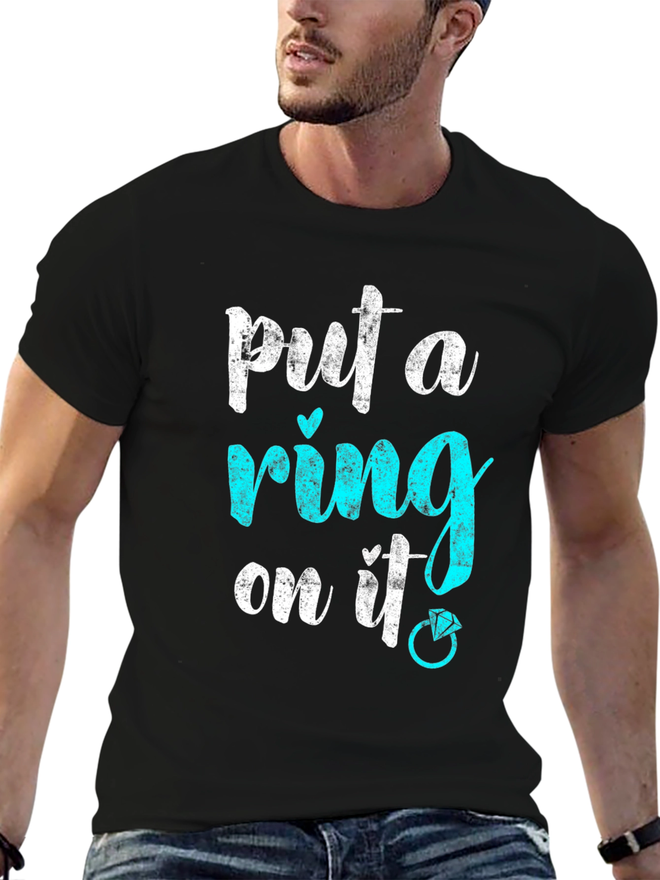 Black Put a Ring On It! Engagement T-Shirt view 6