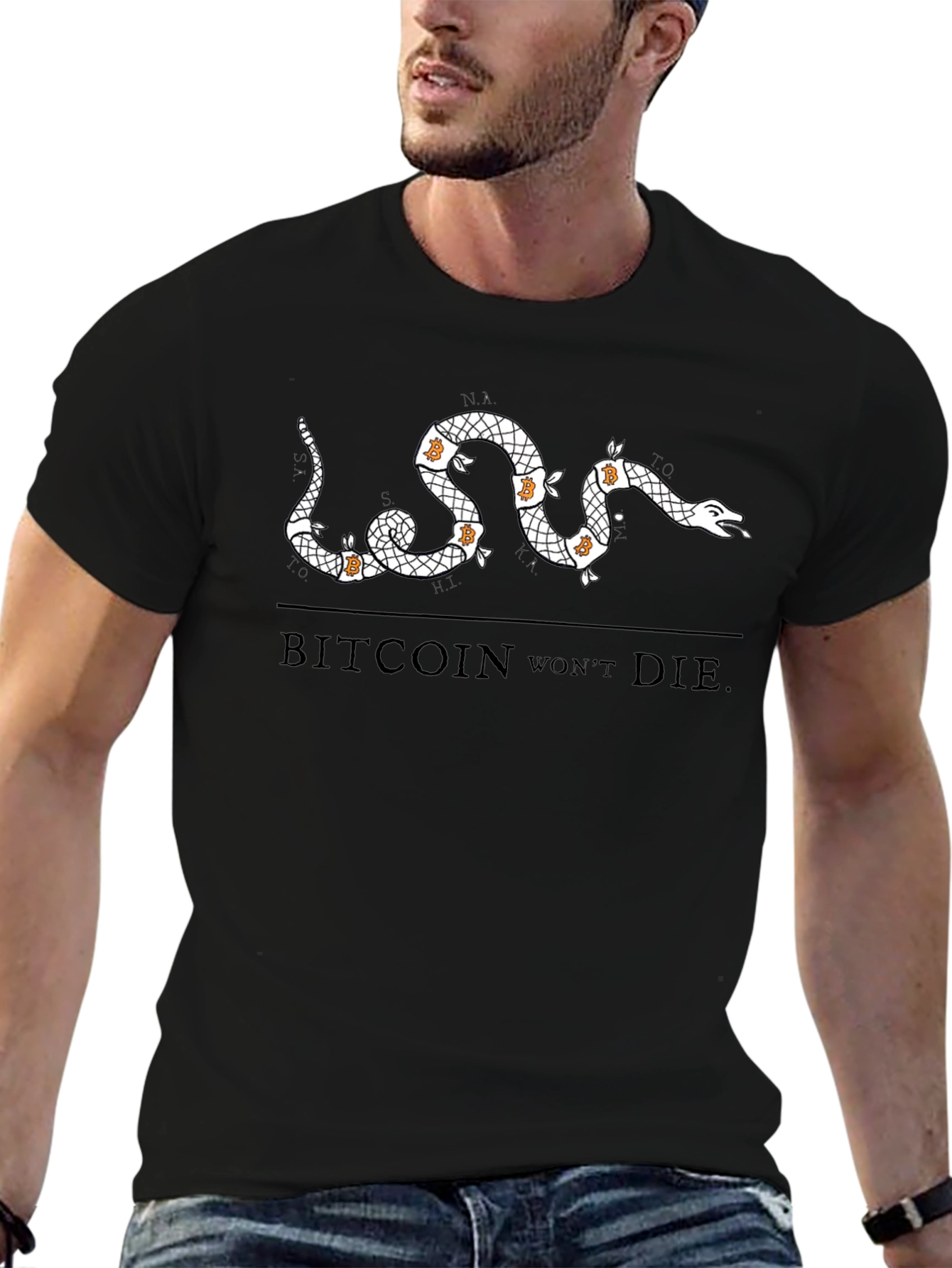 Black Bitcoin Won't Die T-Shirt view 6