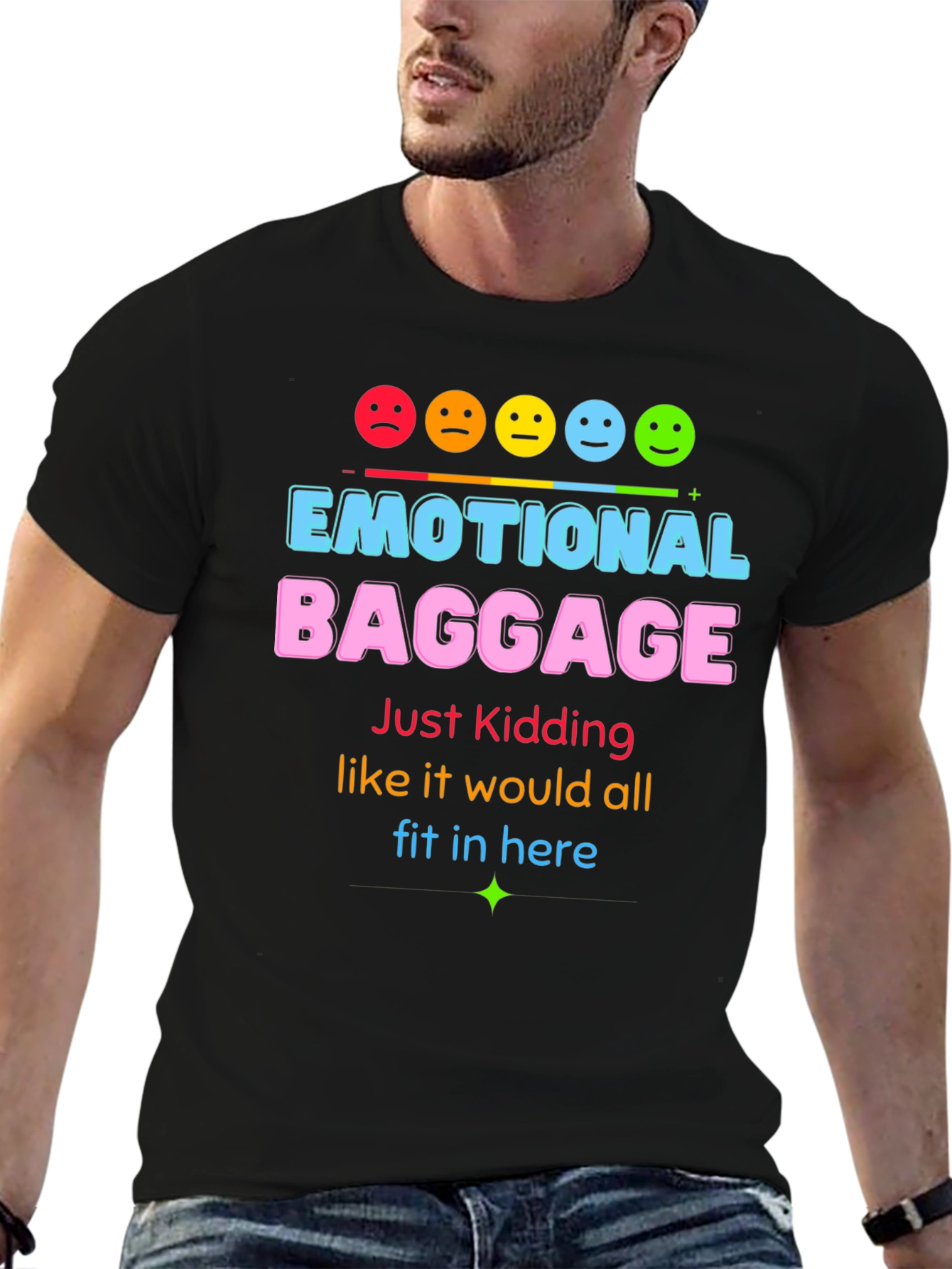 Black Emotional Baggage Graphic T-Shirt - Funny & Stylish! view 6