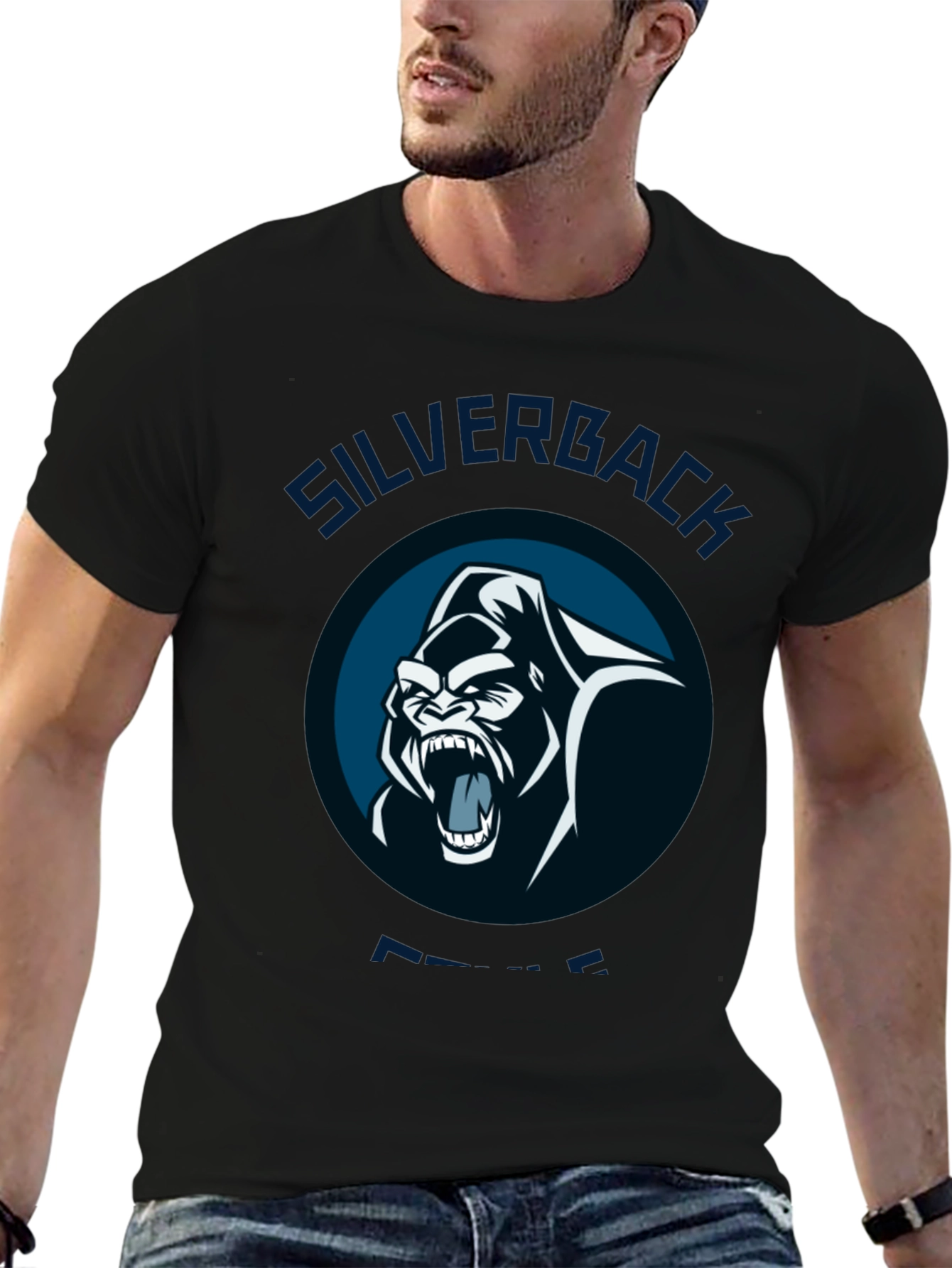 Black Silverback Power T-Shirt - Gorilla Graphic Tee view 6