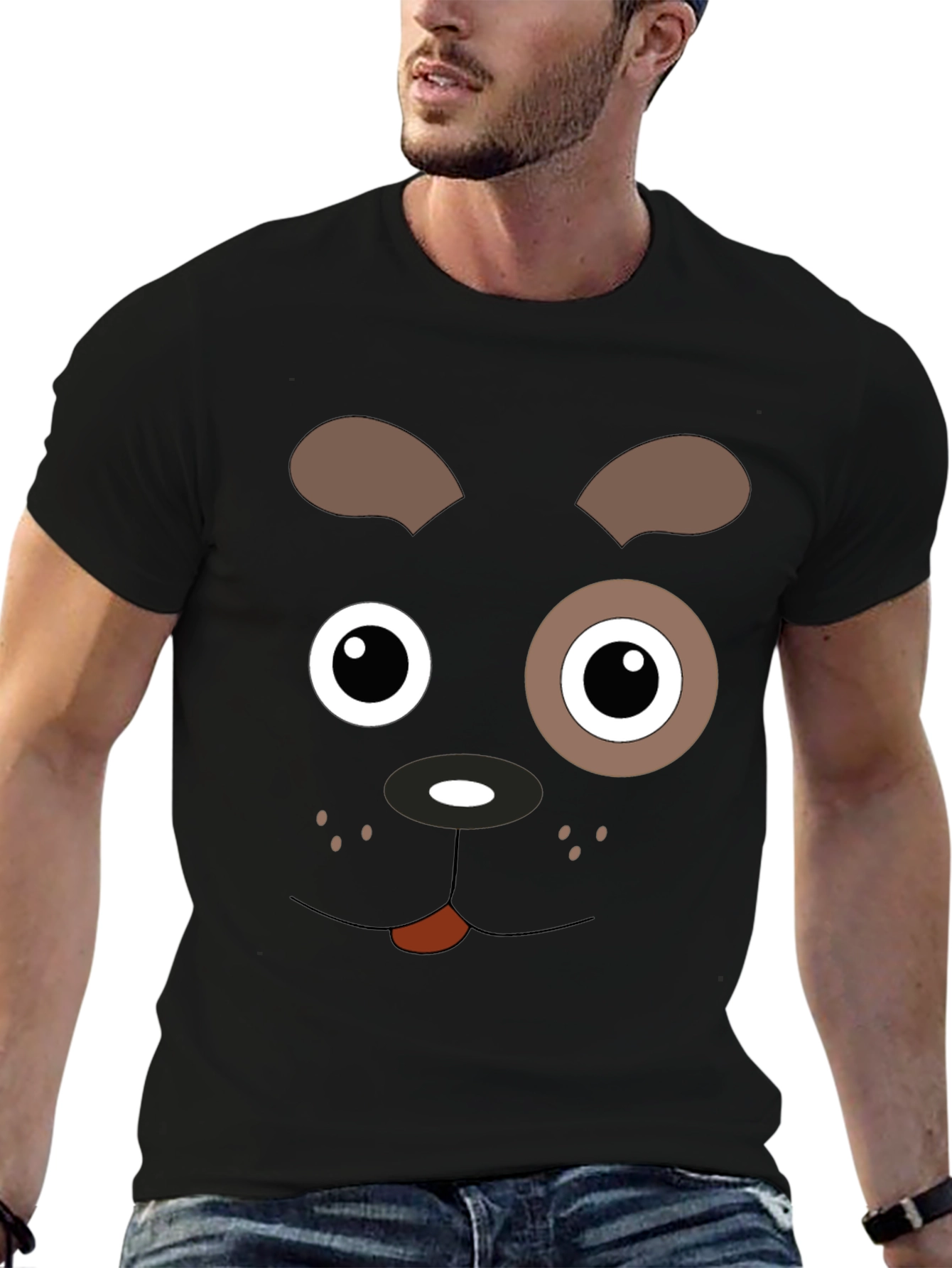 Black Dog Face Graphic Black T-Shirt view 6