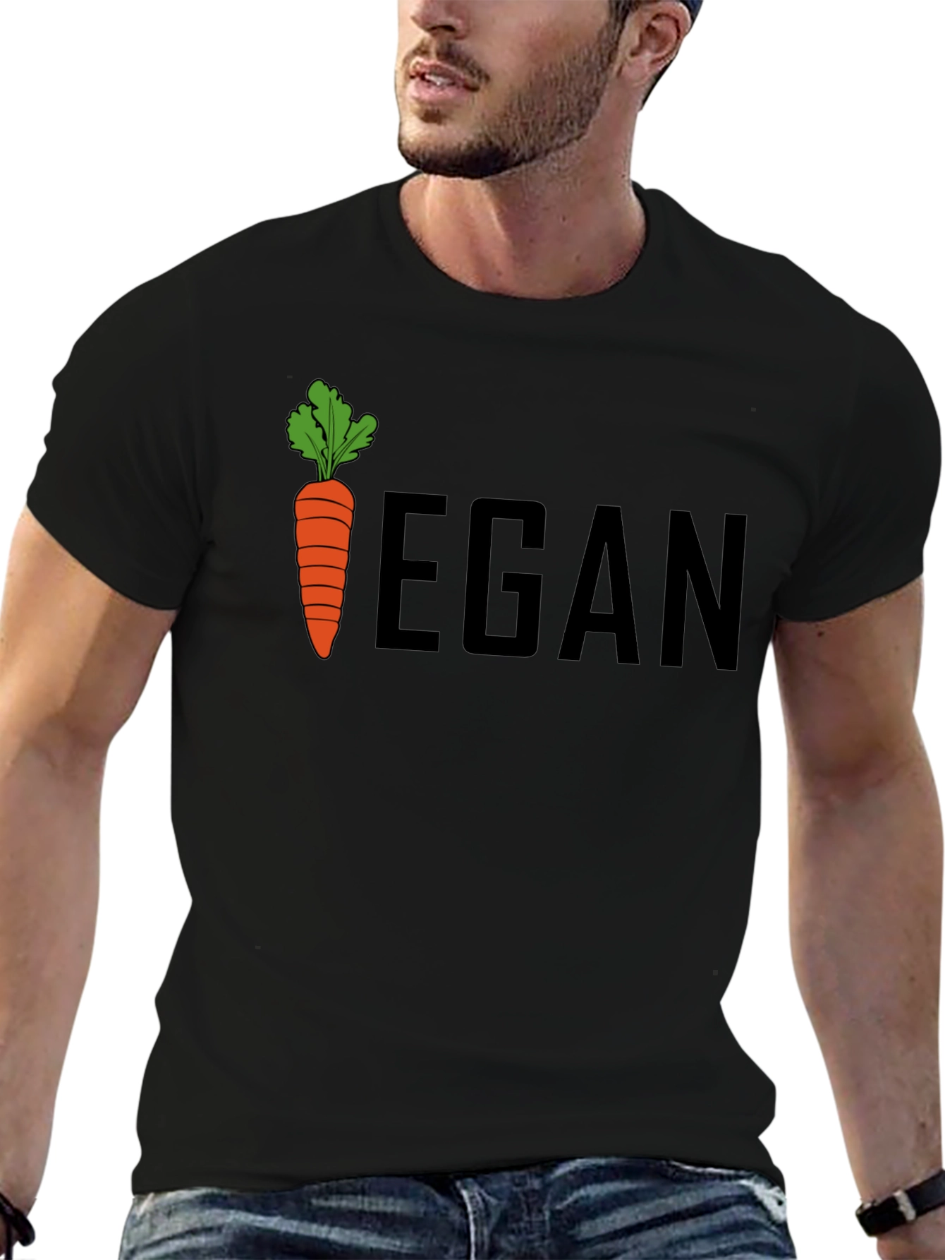 Black Vegan Carrot Graphic Tee - Unisex Black T-Shirt view 6