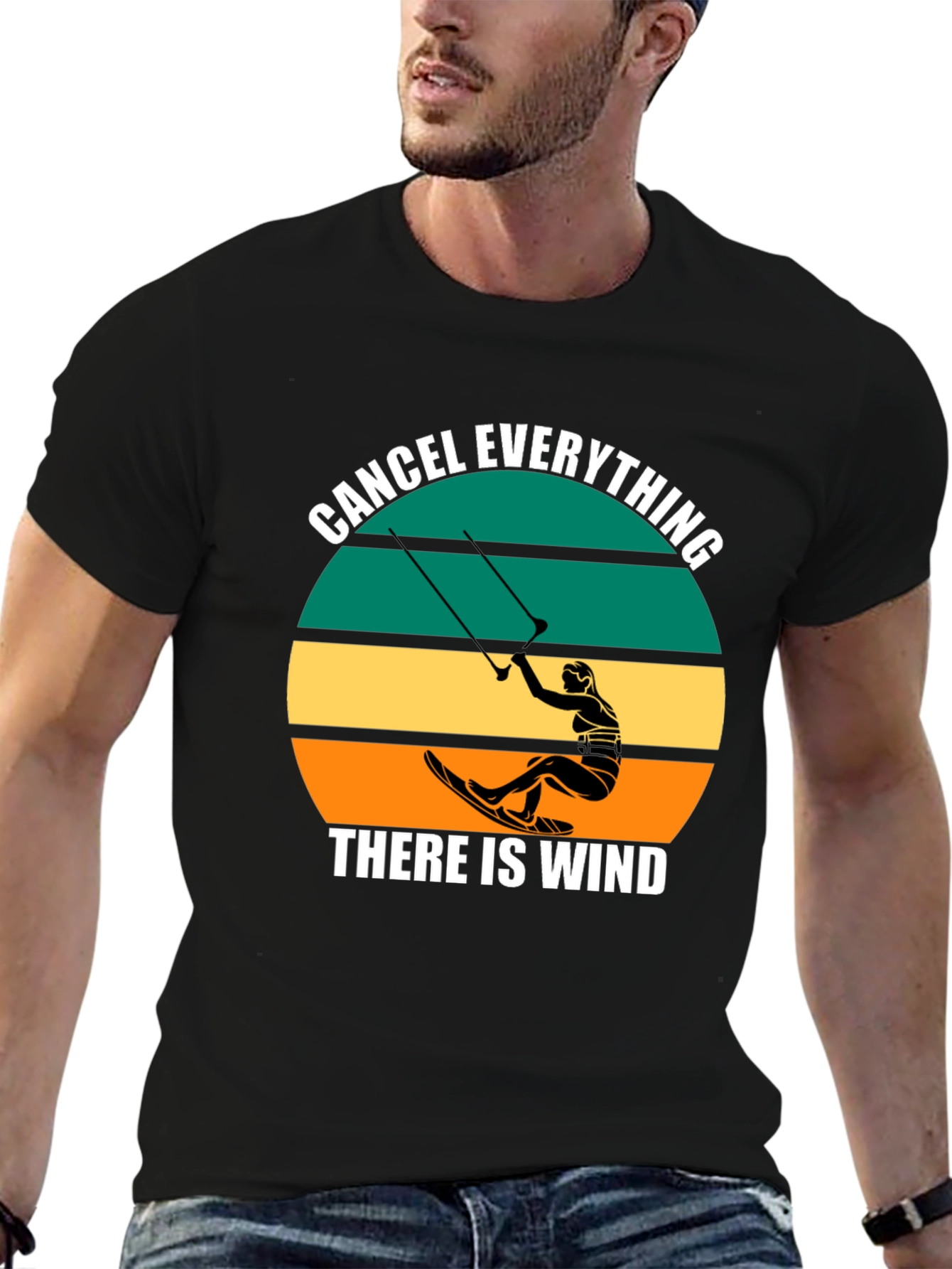 Black Cancel Everything Kitesurfing T-Shirt view 6
