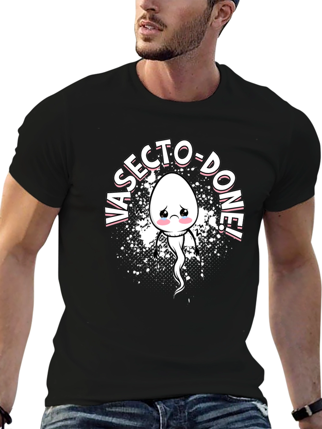 Black Vasecto-Done! Funny Men's Graphic Tee view 6