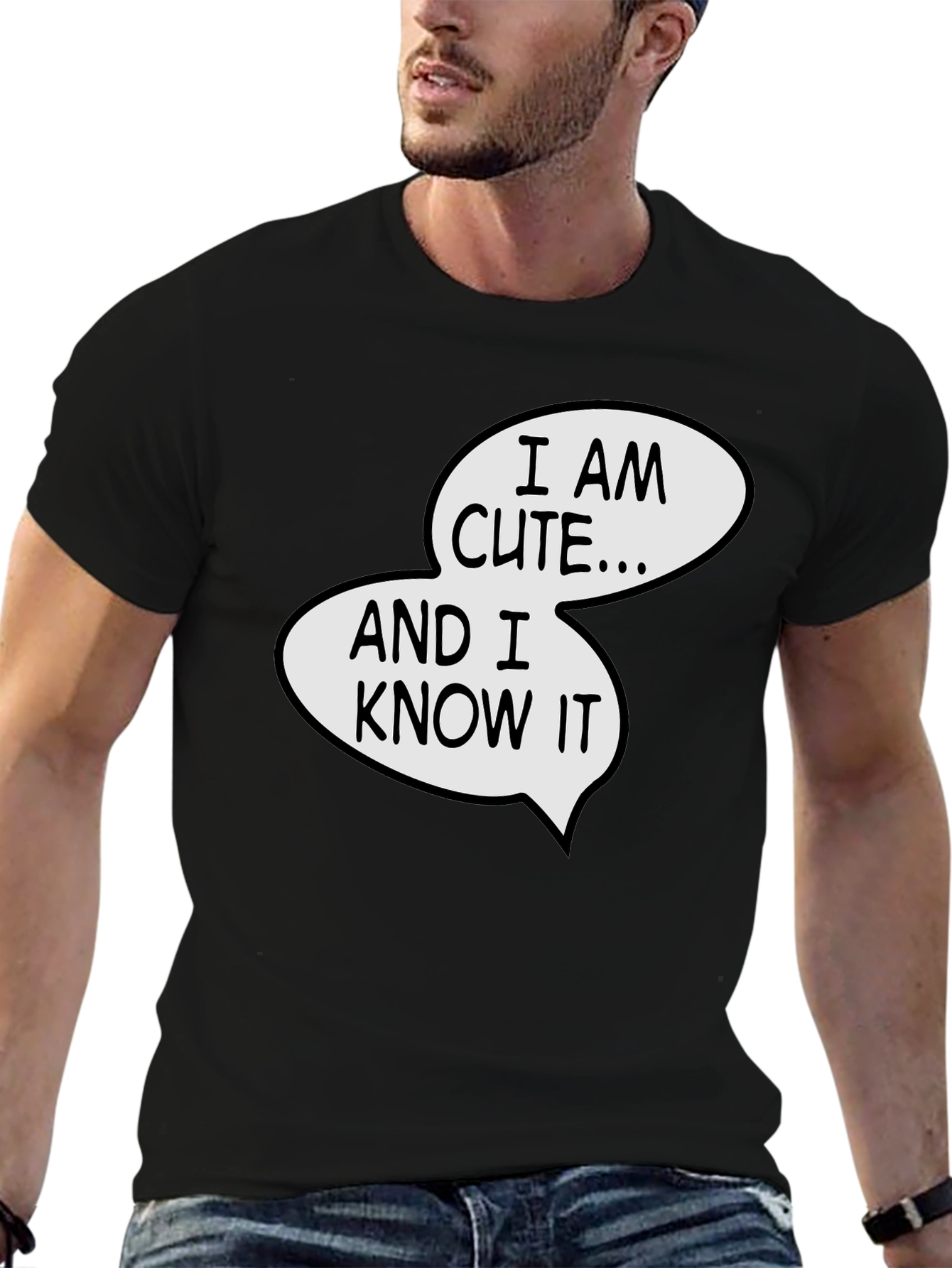 Black Cute & Confident Black Graphic Tee view 6