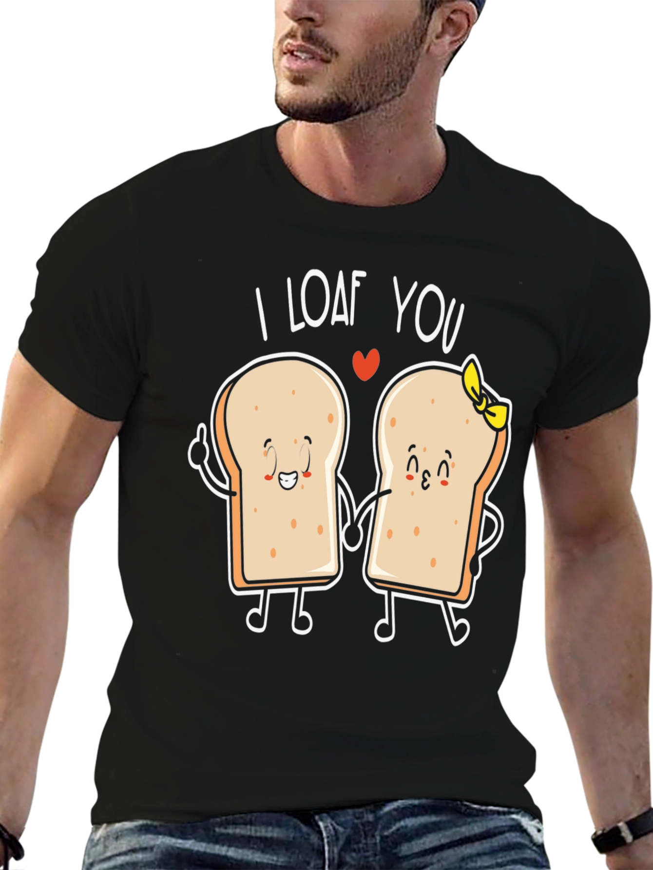 Black I Loaf You Graphic Tee - Bread Lovers Gift view 6