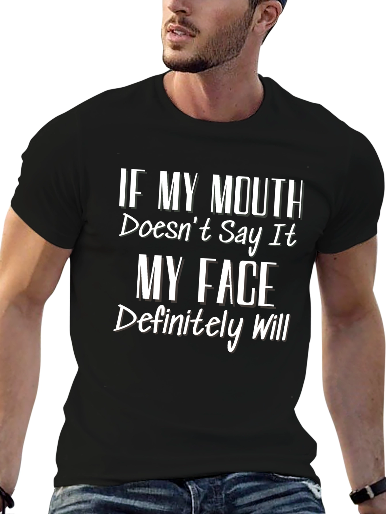 Black Funny Graphic T-Shirt - If My Mouth Doesn't Say It view 6