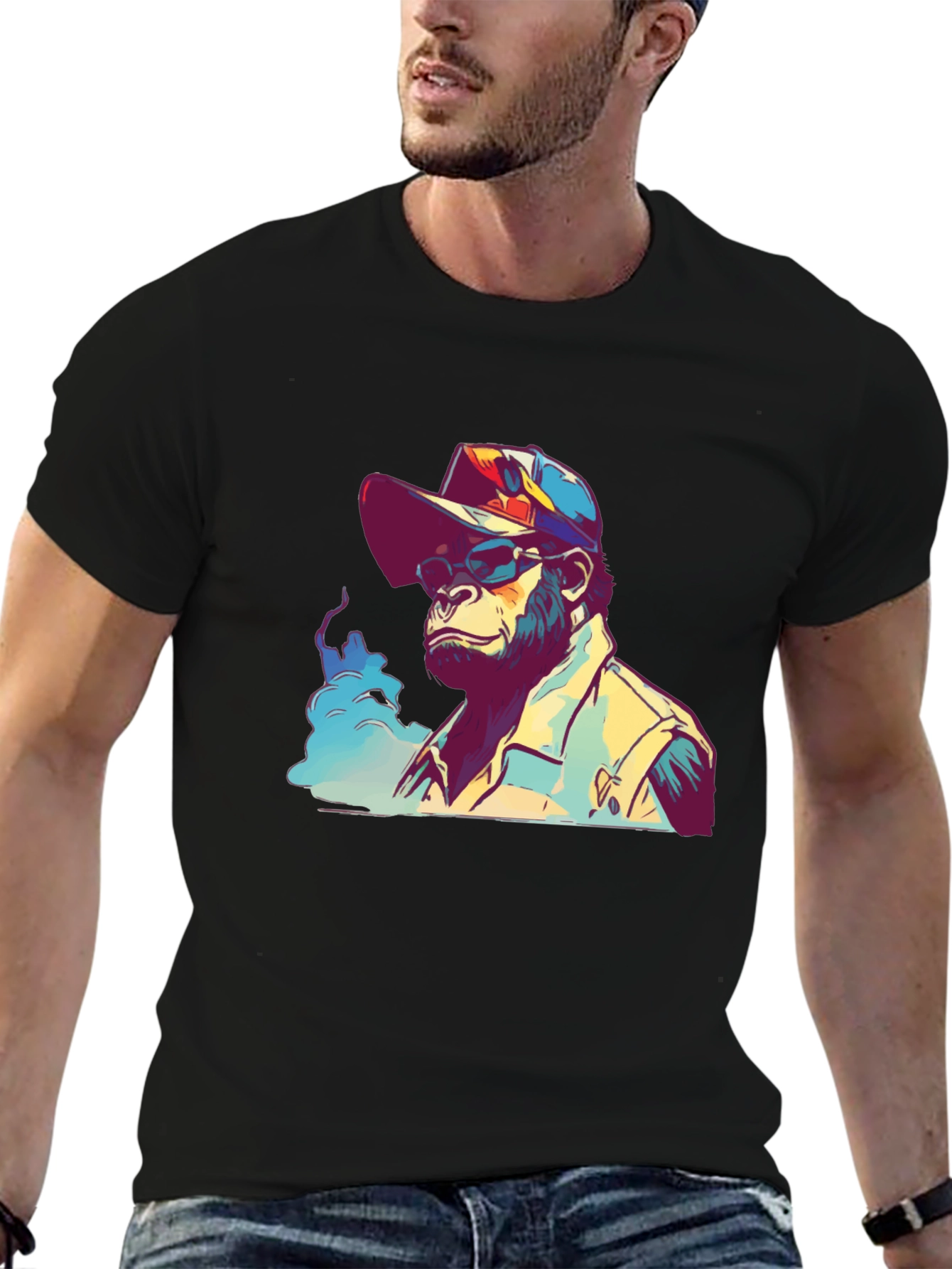 Black Cool Ape Graphic T-Shirt view 6