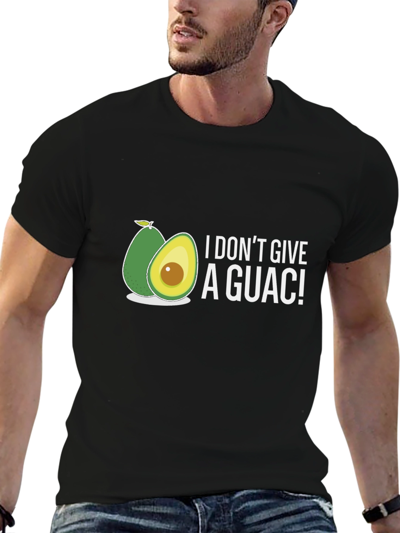 Black I Don't Give A Guac! Funny Avocado Graphic T-Shirt view 6