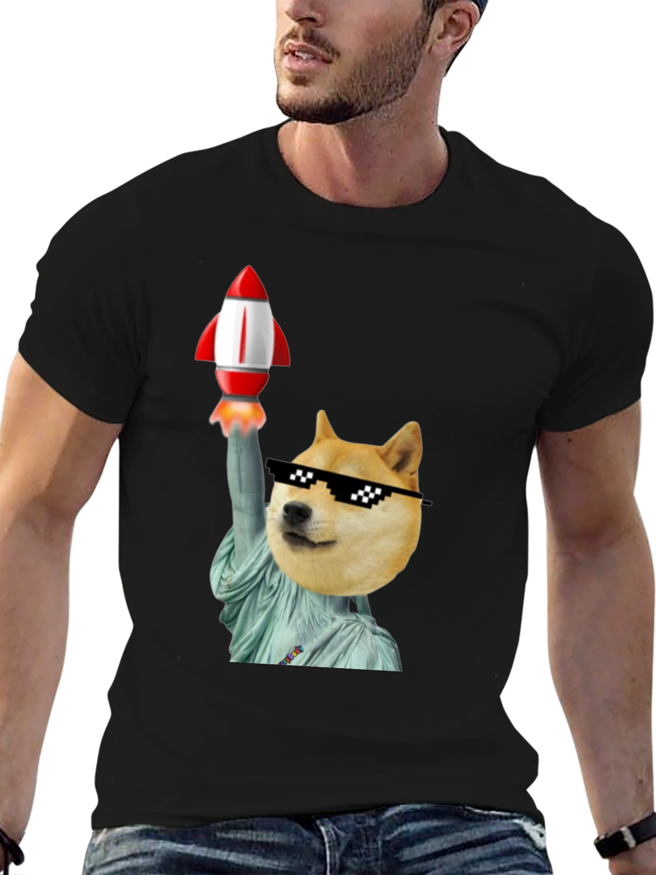 Black Doge Liberty Rocket T-Shirt view 6