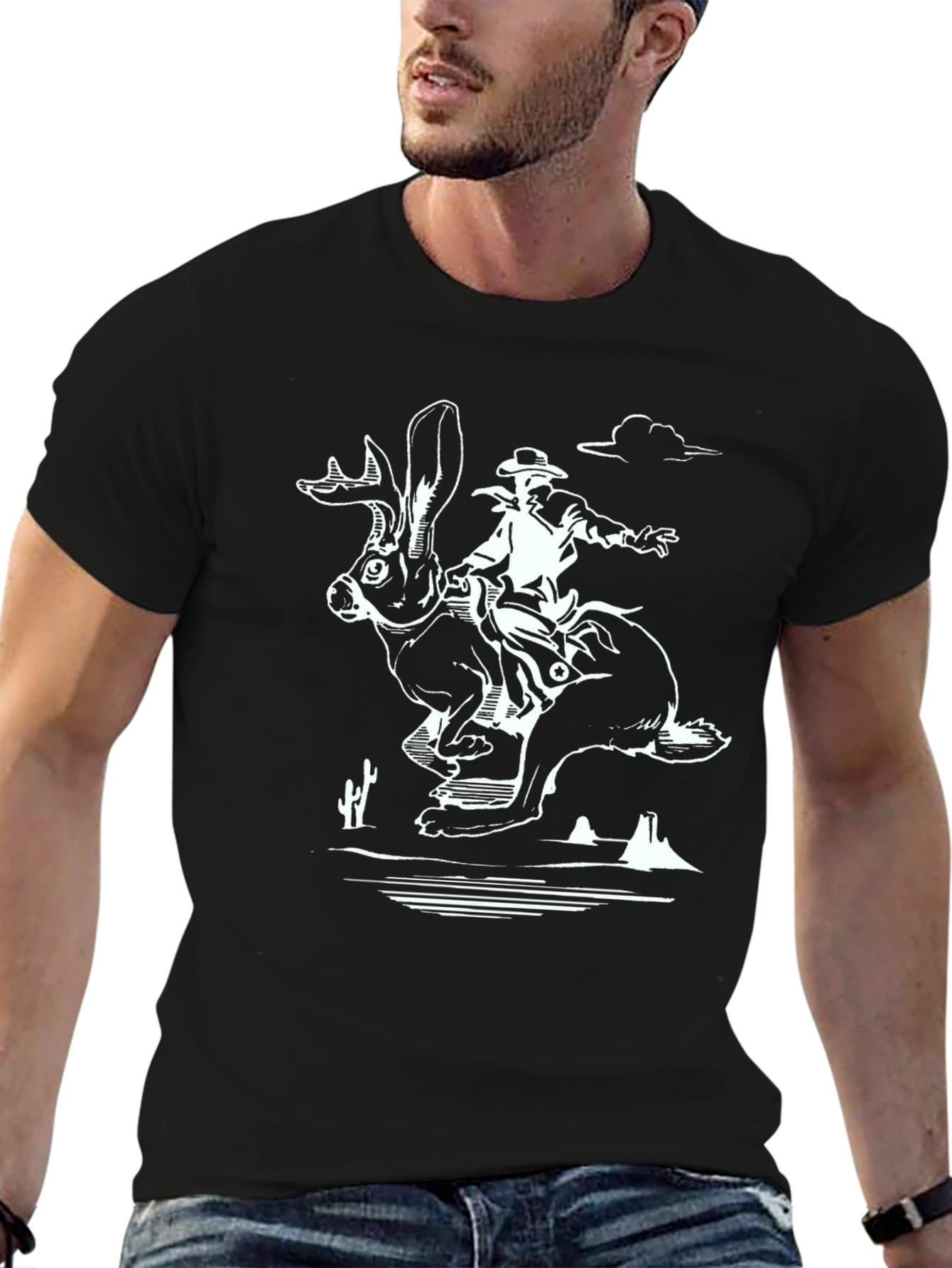Black Jackalope Cowboy Graphic Tee view 6