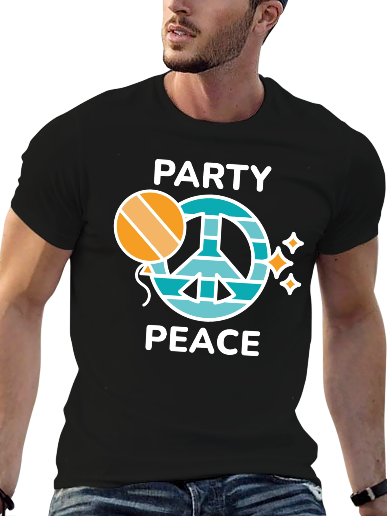 Black Party Peace Graphic Tee - Unisex Crew Neck view 6