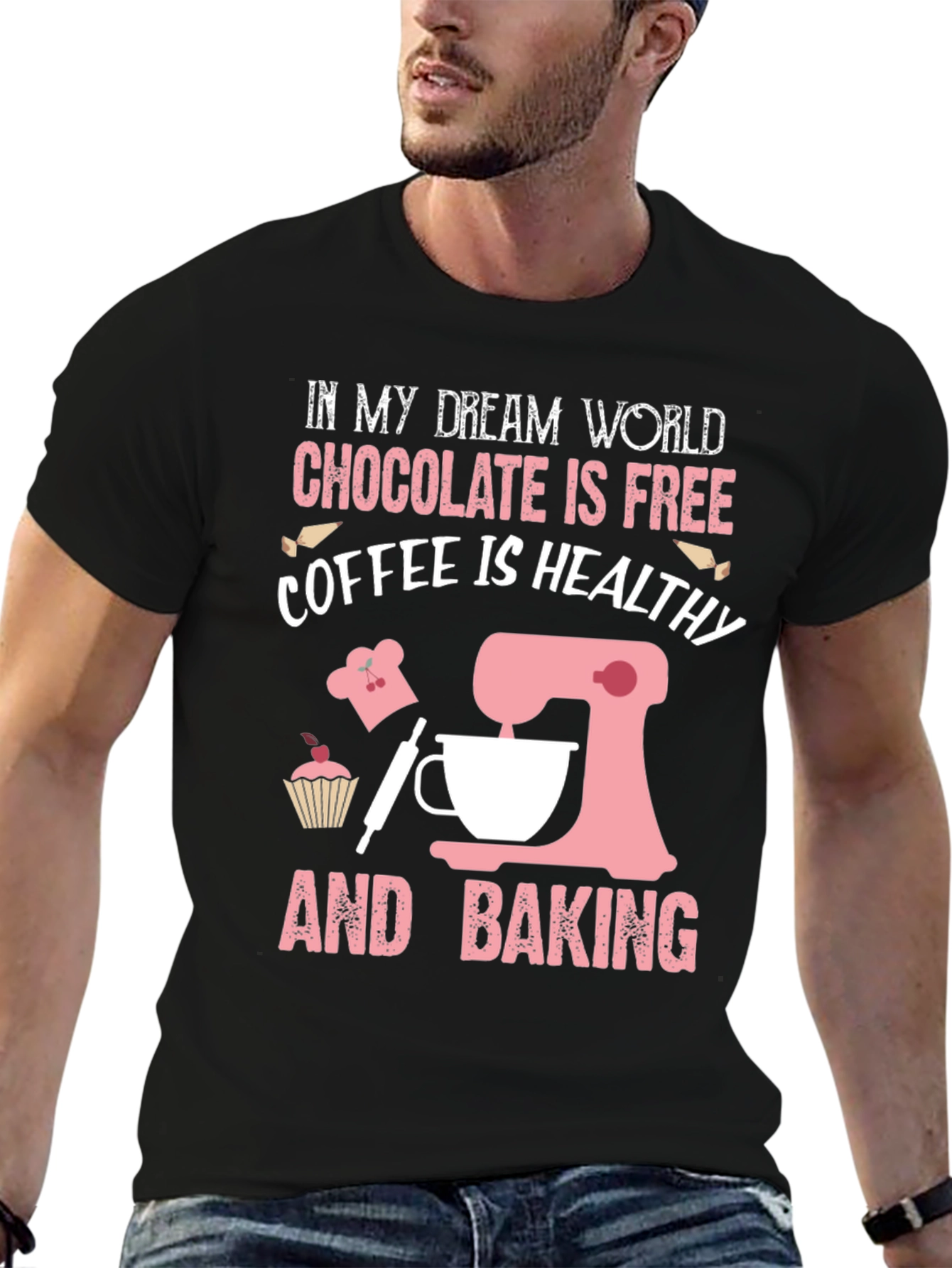 Black Dream World Baking T-Shirt view 6