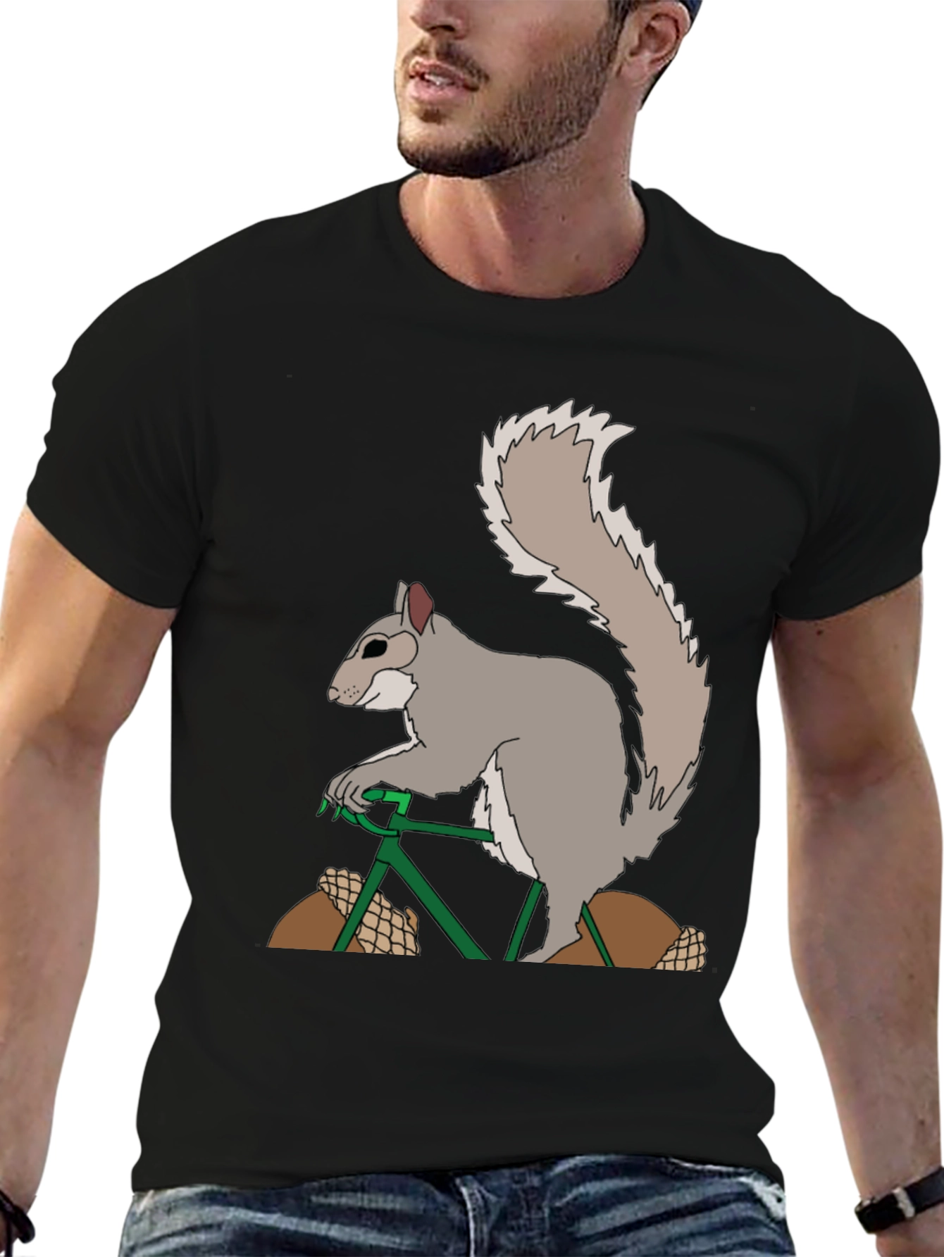 Black Squirrel on Bike Graphic Tee view 6