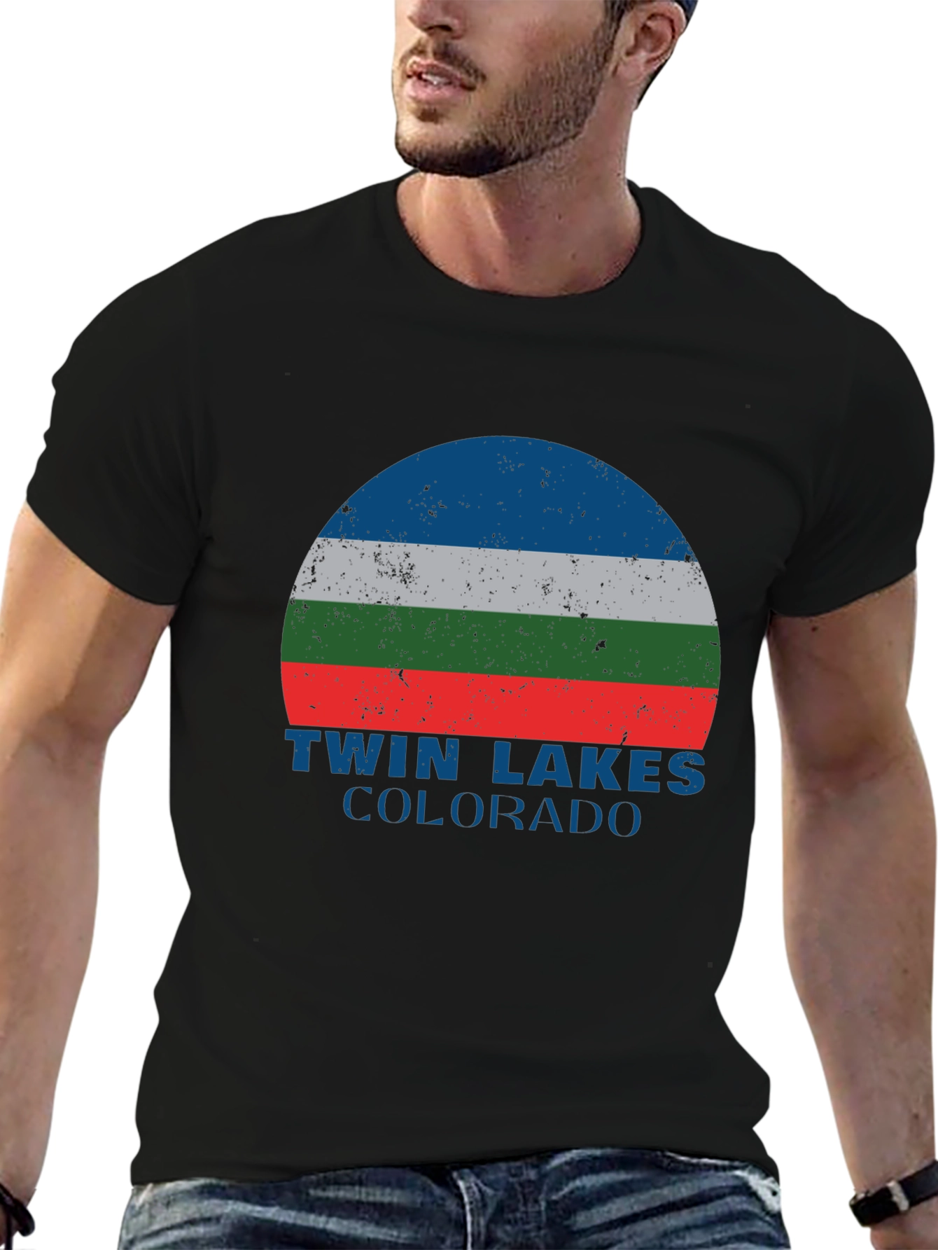Black Twin Lakes Colorado Graphic T-Shirt view 6