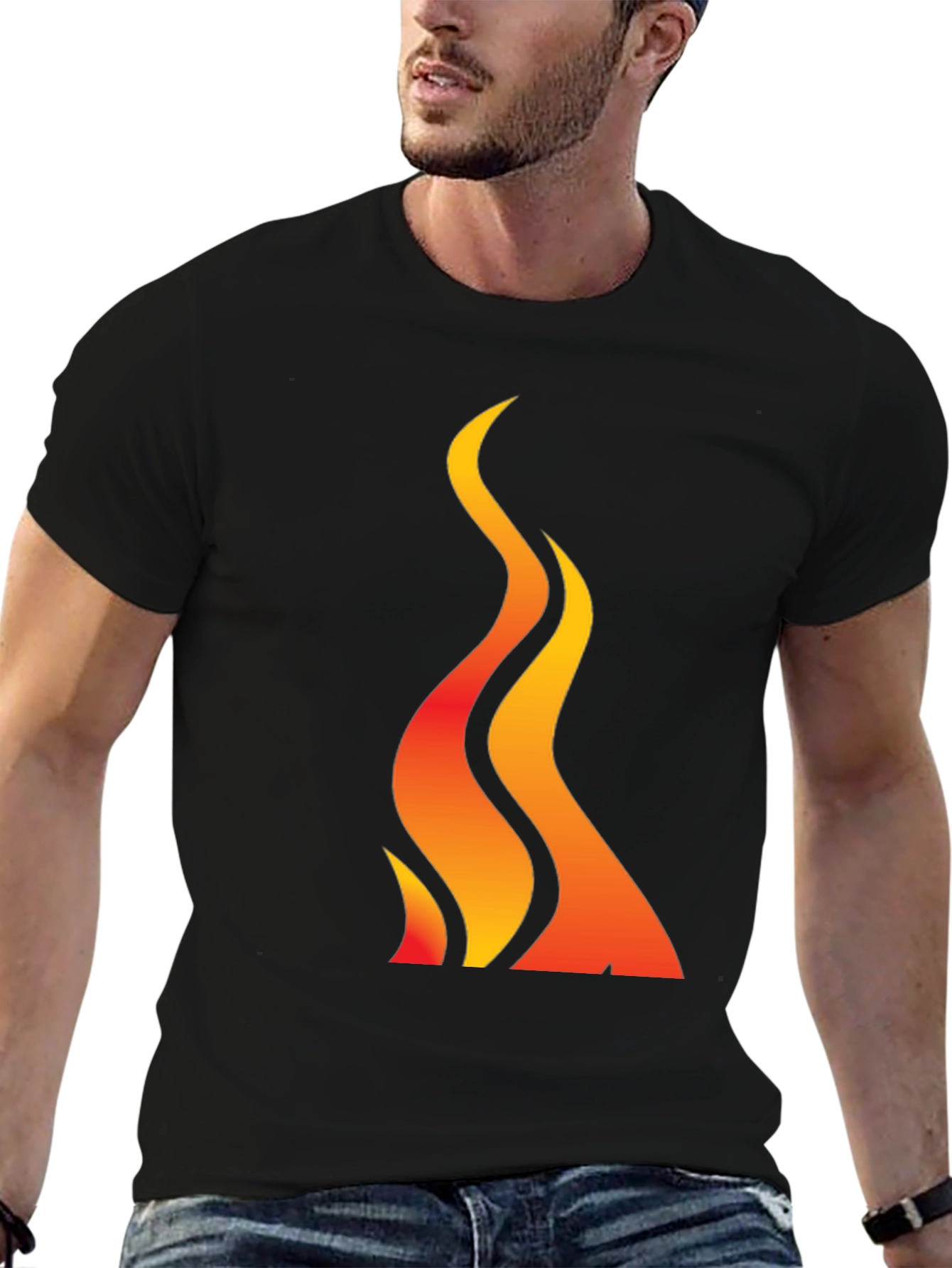 Black Flame Graphic Black T-Shirt view 6