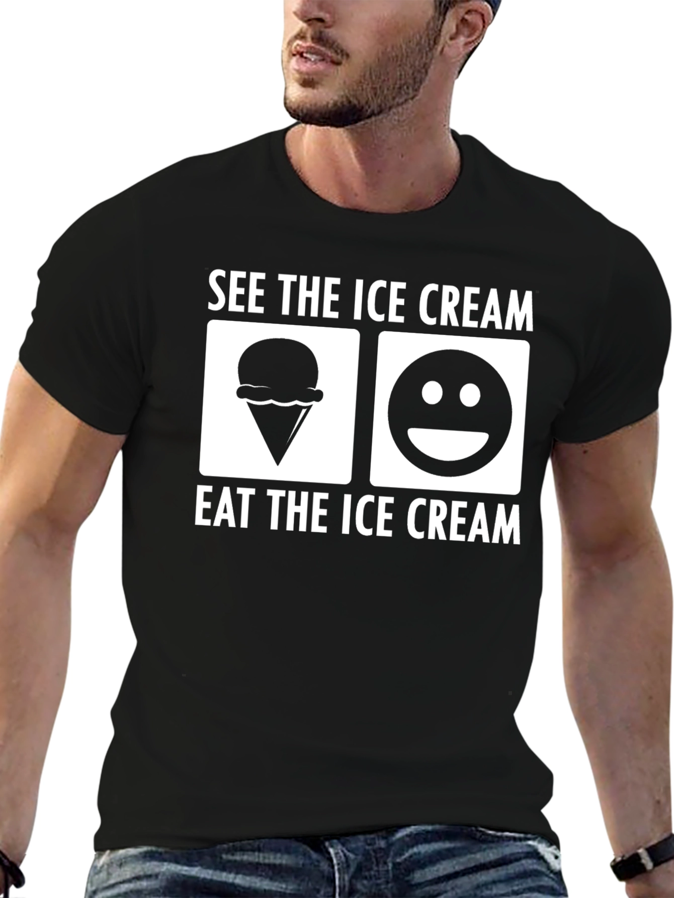 Black See the Ice Cream T-Shirt - Eat the Ice Cream - Fun Shirt view 6