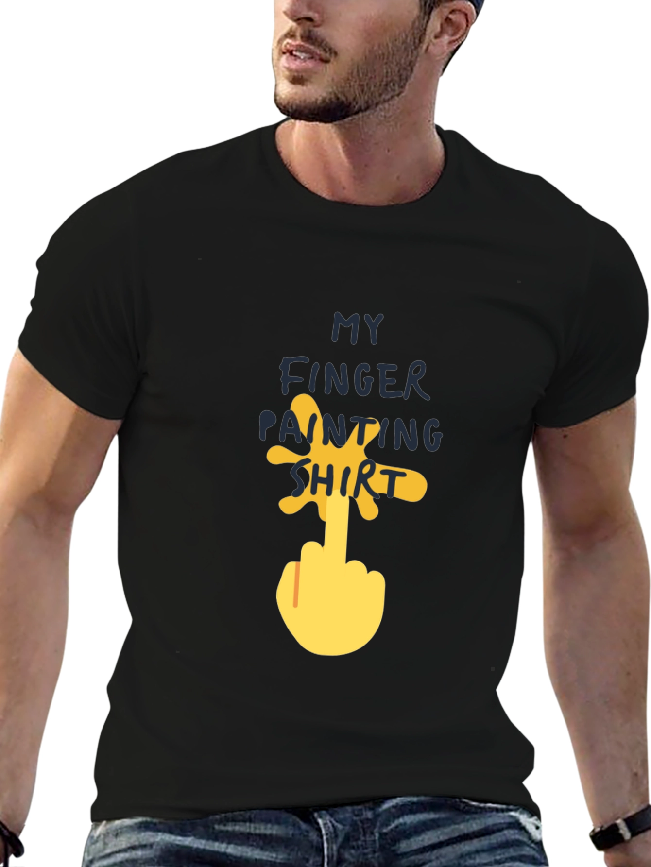 Black Finger Painting Shirt - Funny Humor Tee view 6