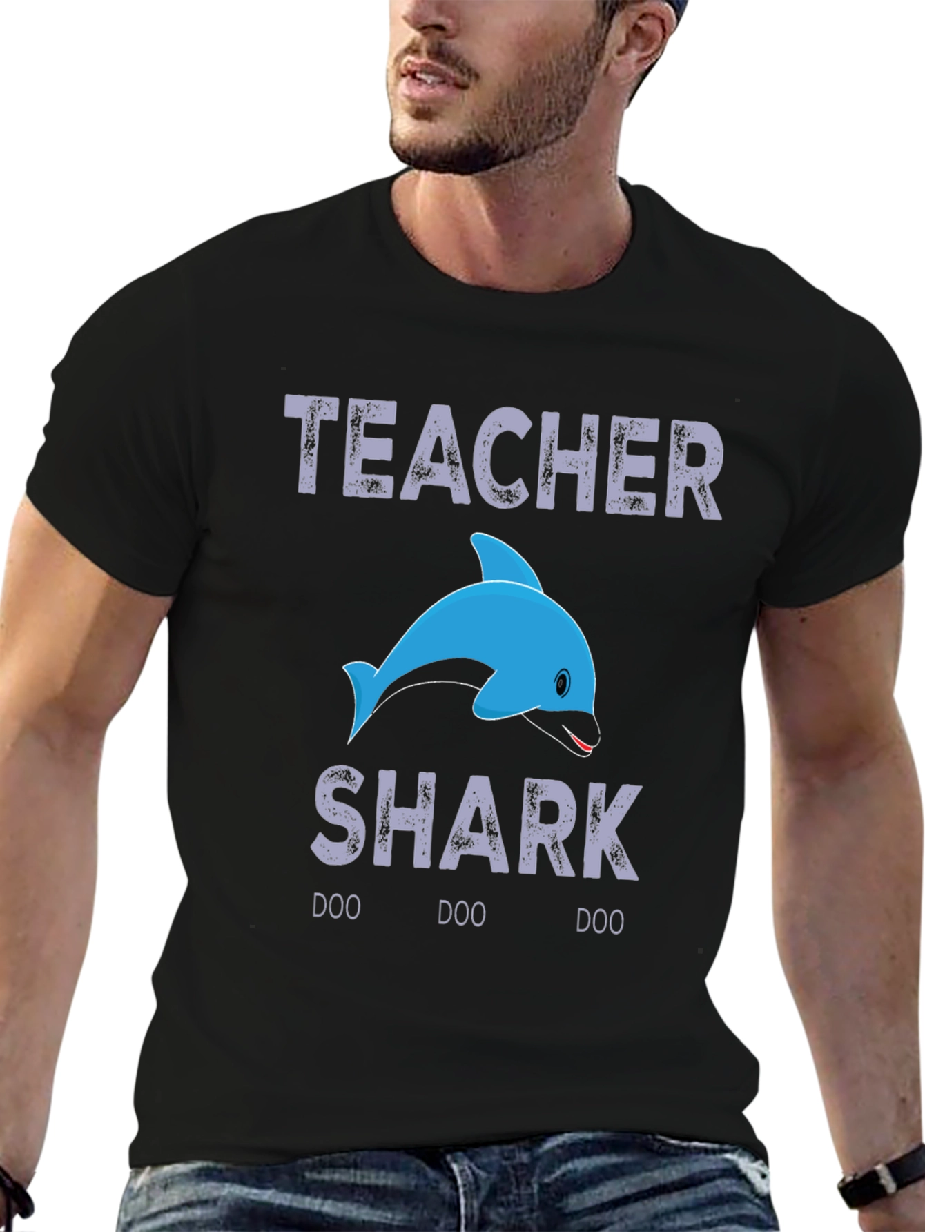 Black Teacher Shark Doo Doo T-Shirt view 6