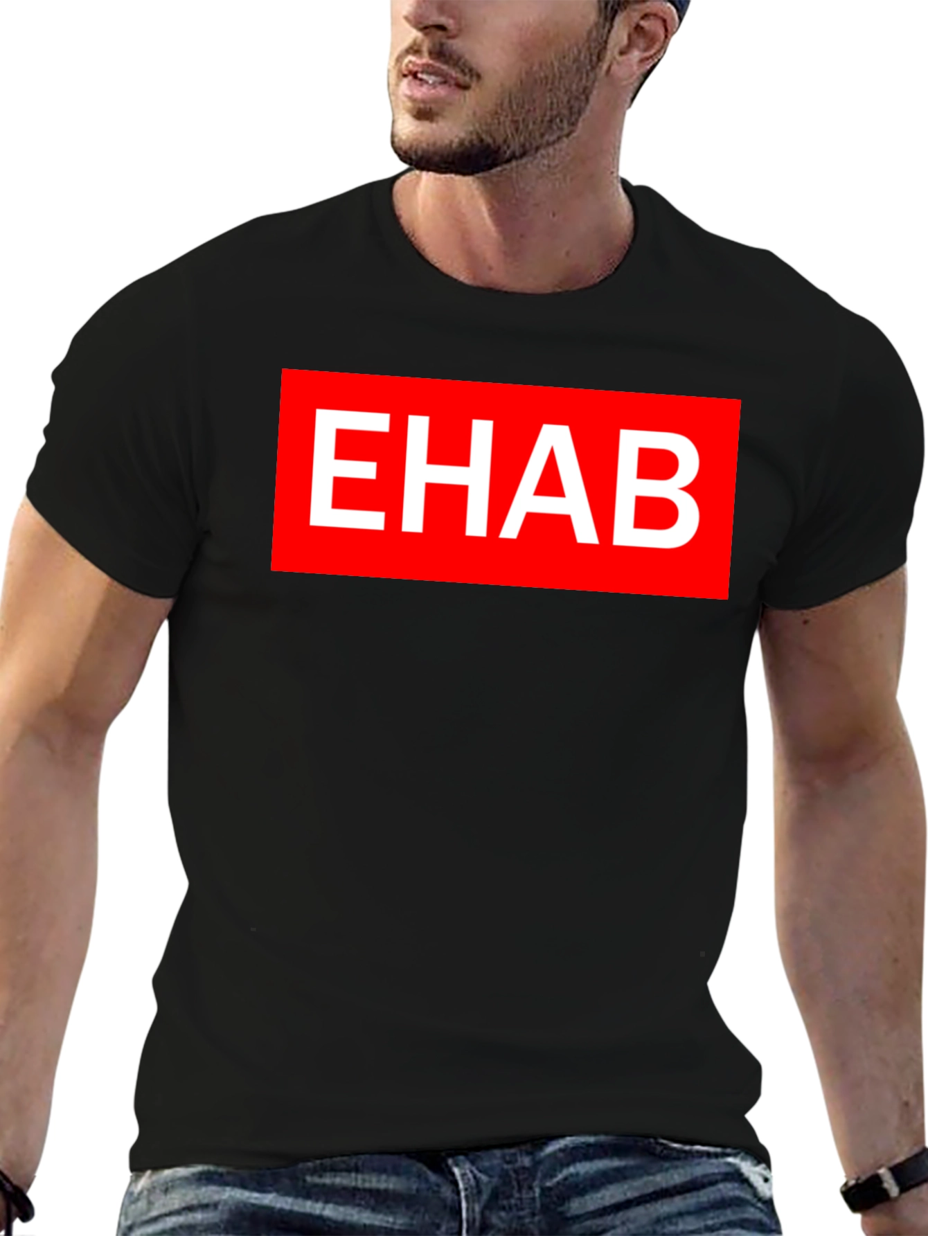 Black EHAB Graphic Tee - Bold Statement T-Shirt view 6