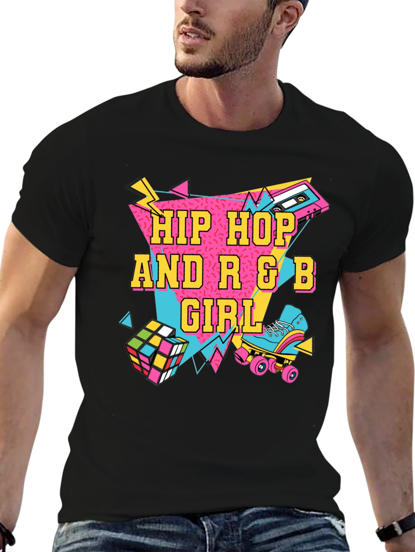 Hip Hop R&B Girl Black T-Shirt - 80s Style - 6