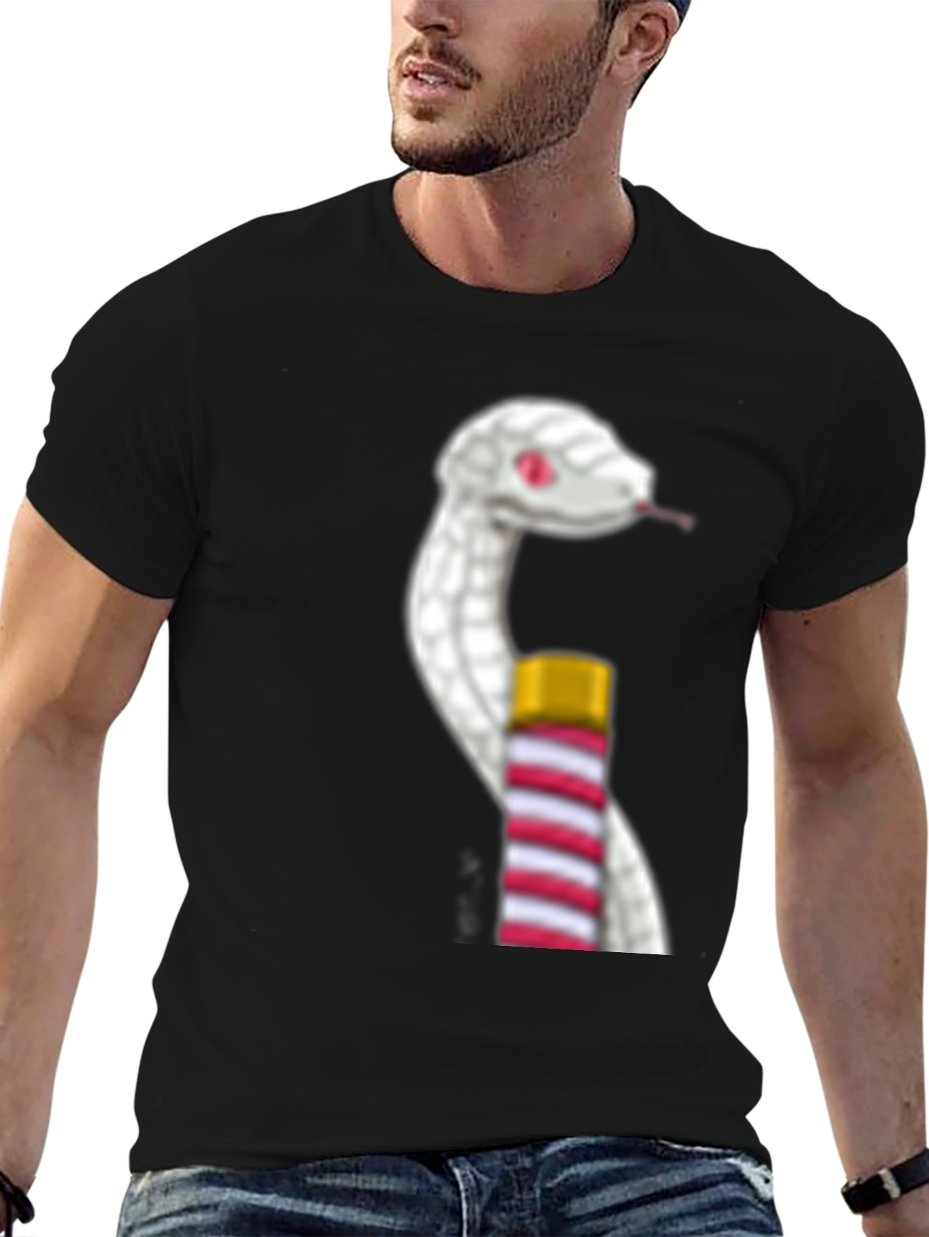 Black Snake & Staff T-Shirt - Stylish Graphic Tee view 6