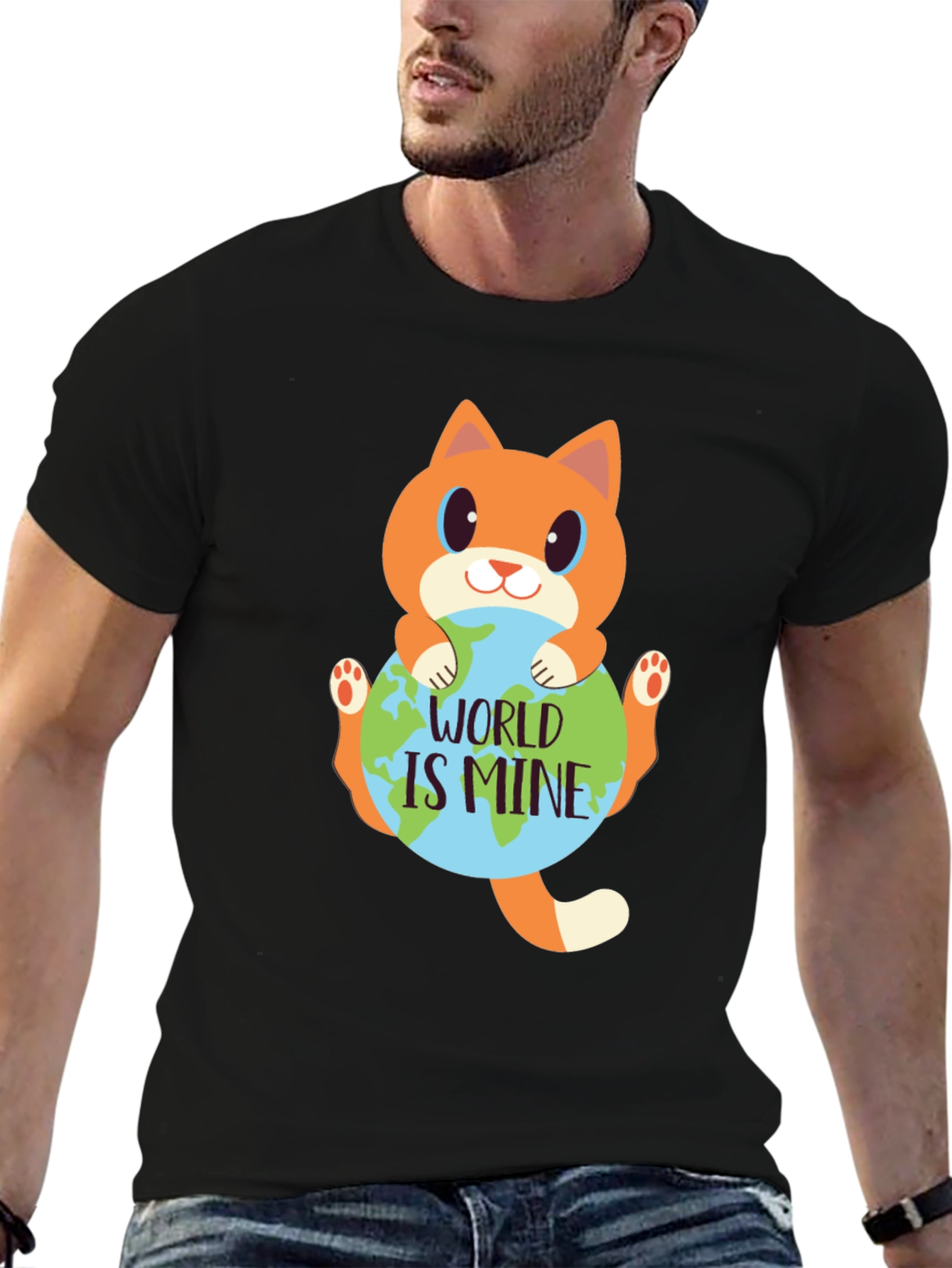 Black World is Mine Cat Graphic Tee view 6