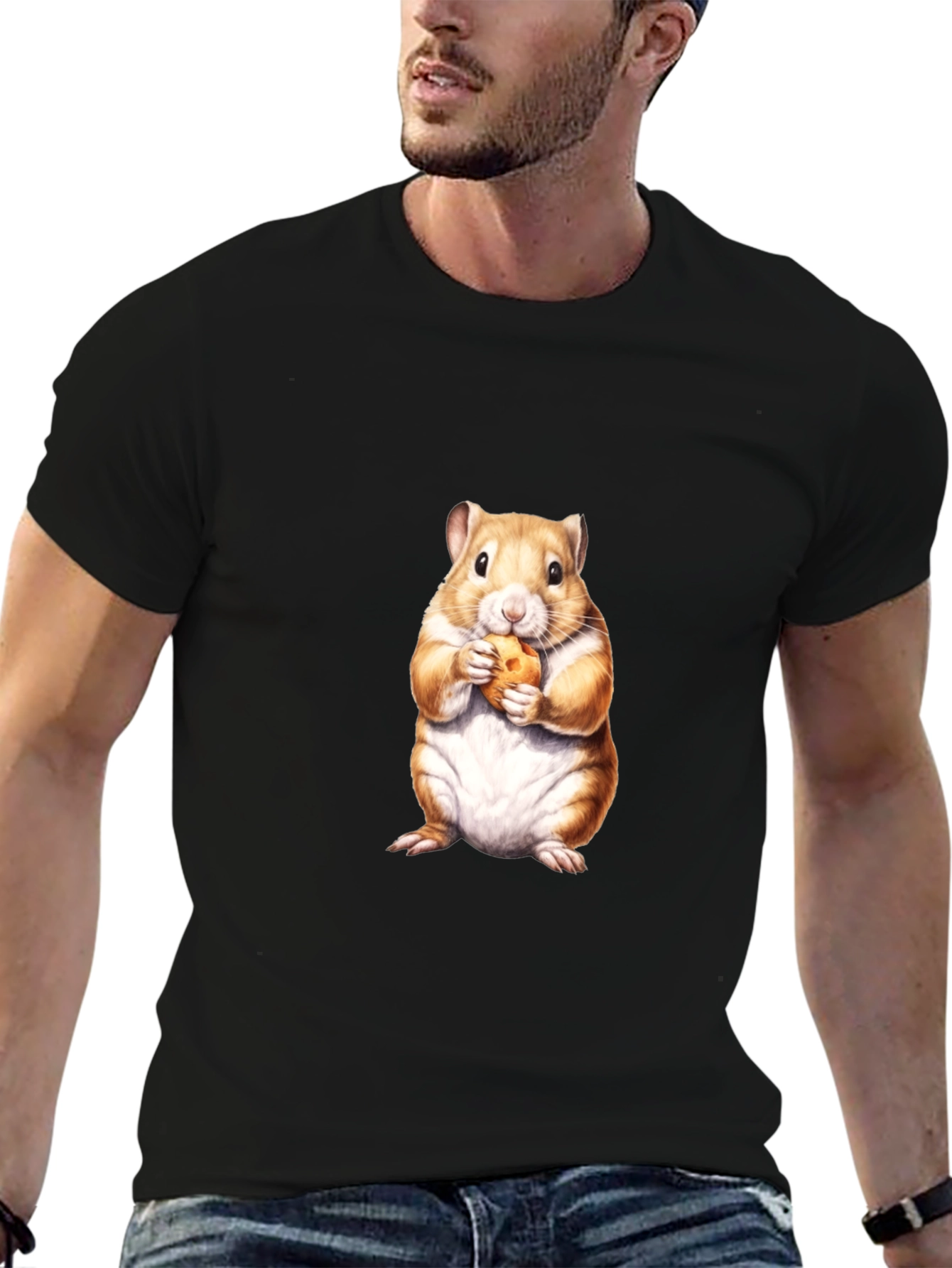 Black Hamster Eating Cookie Graphic Tee view 6