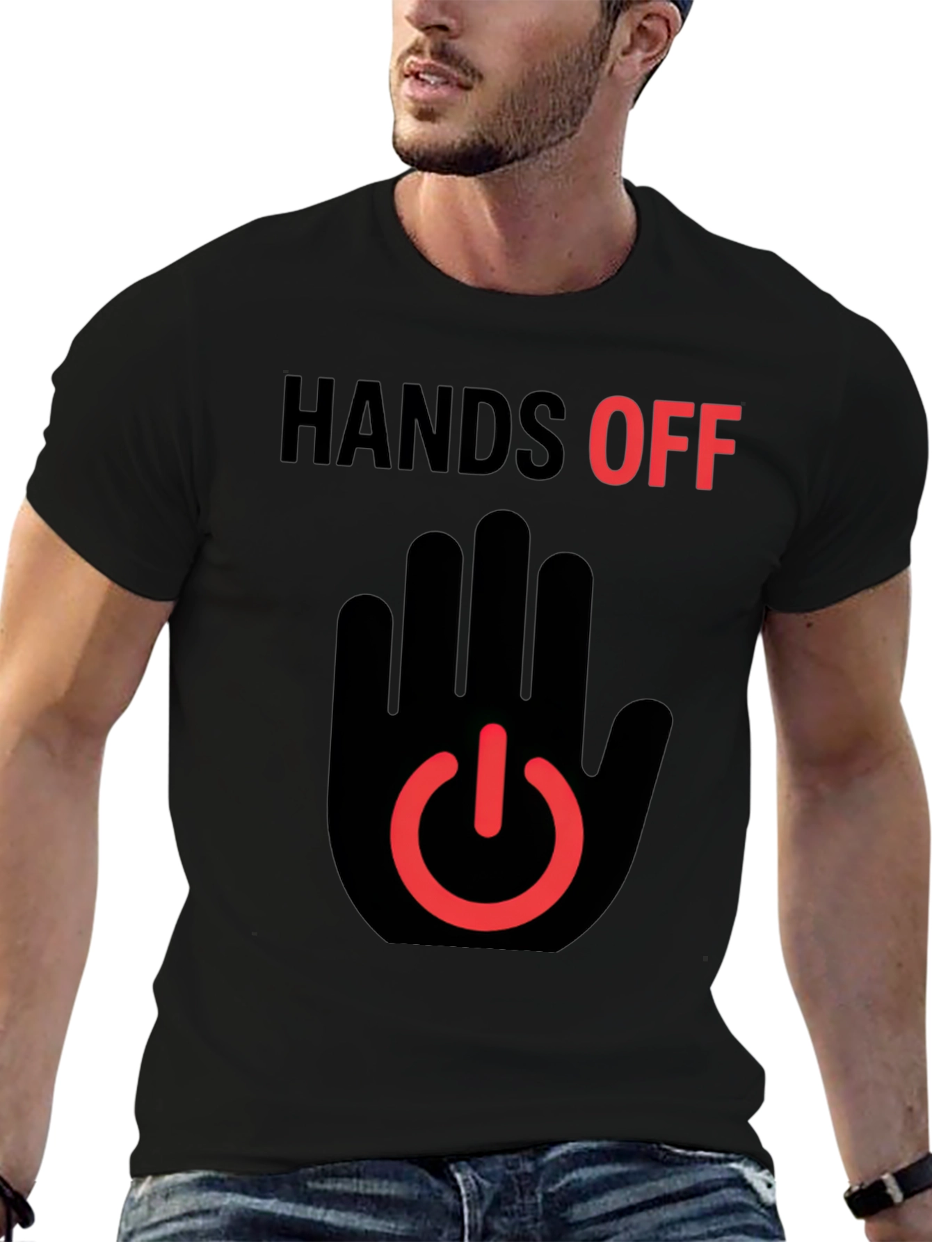 Black Hands Off Graphic T-Shirt - Black view 6